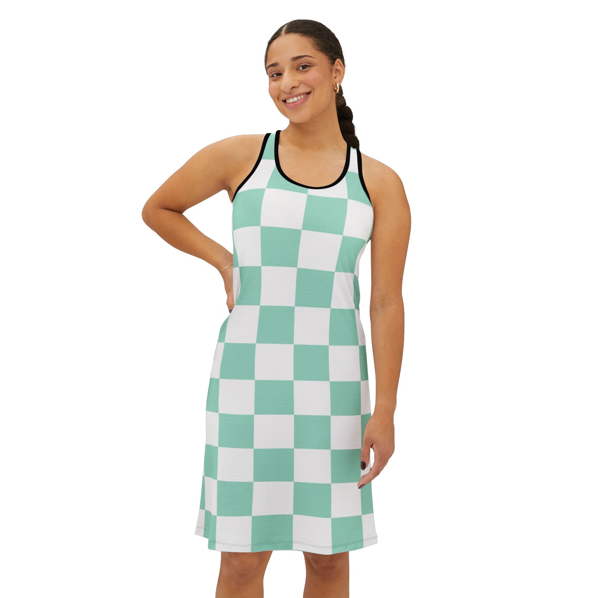 Chessboard Women's Racerback Dress (AOP), Artsulli - Art is Long, Life is Short, Tank Top, , , , , , , 