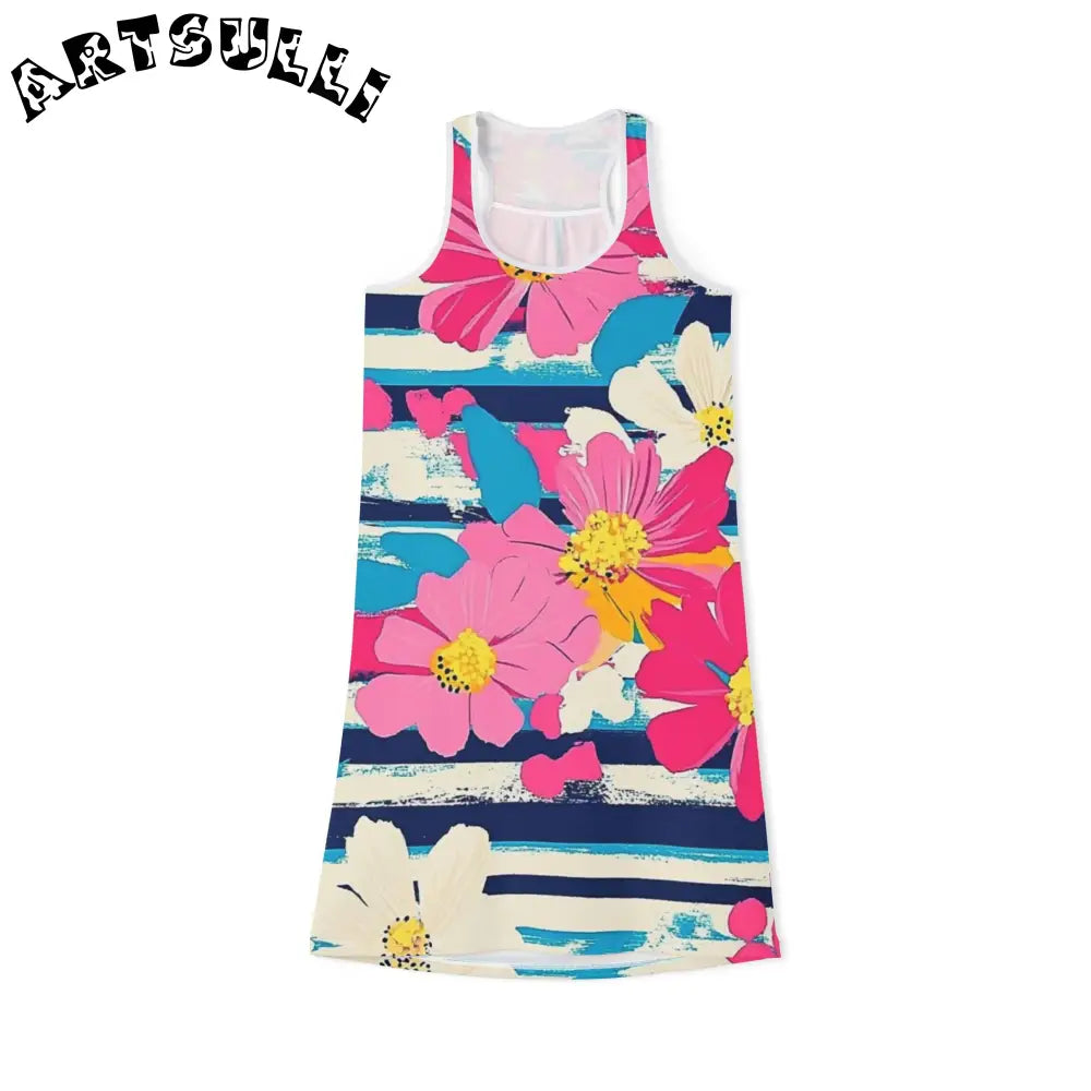 JAKKOUTTHEBXX Dayglo Floral Stripes II Multi-Color Women’s Racerback