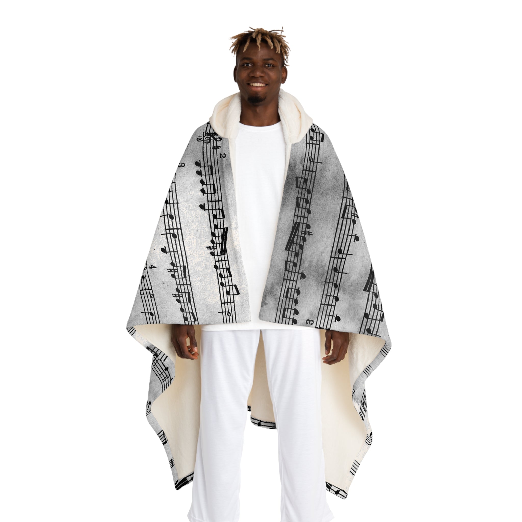 Drip Spill Type Beat Sheet Music II Black Hooded Sherpa Fleece Blanket, Artsulli - Art is Long, Life is Short, All Over Prints, Size, One size, Color, Cream, , , 12725898549452772557