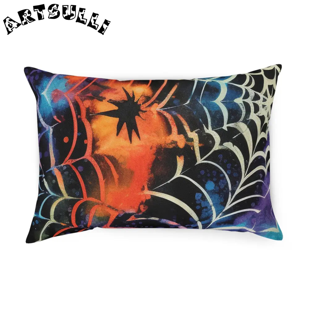JAKKOUTTHEBXX Spider Web Illustration Printed Halloween Pillow 2025