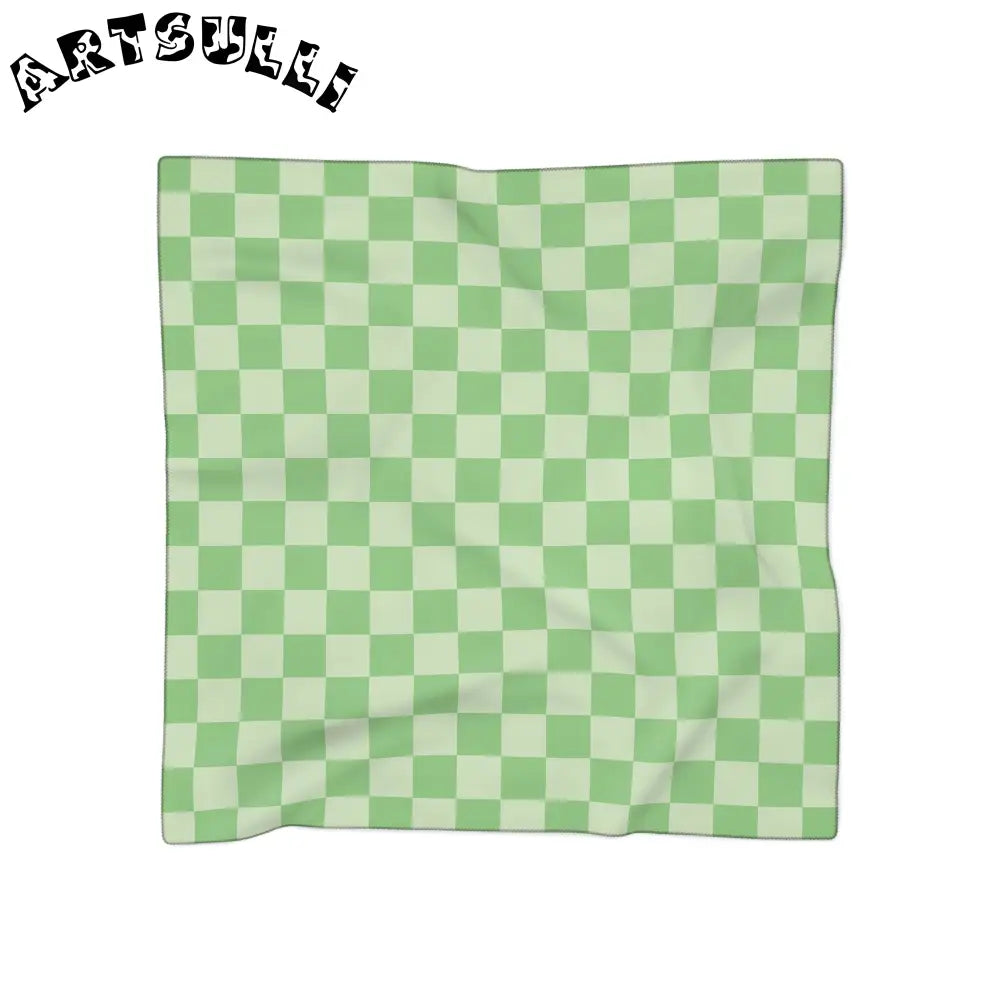 JAKKOUTTHEBXX Checkerboard II Green Poly Scarf JAKKOUTTHEBXX