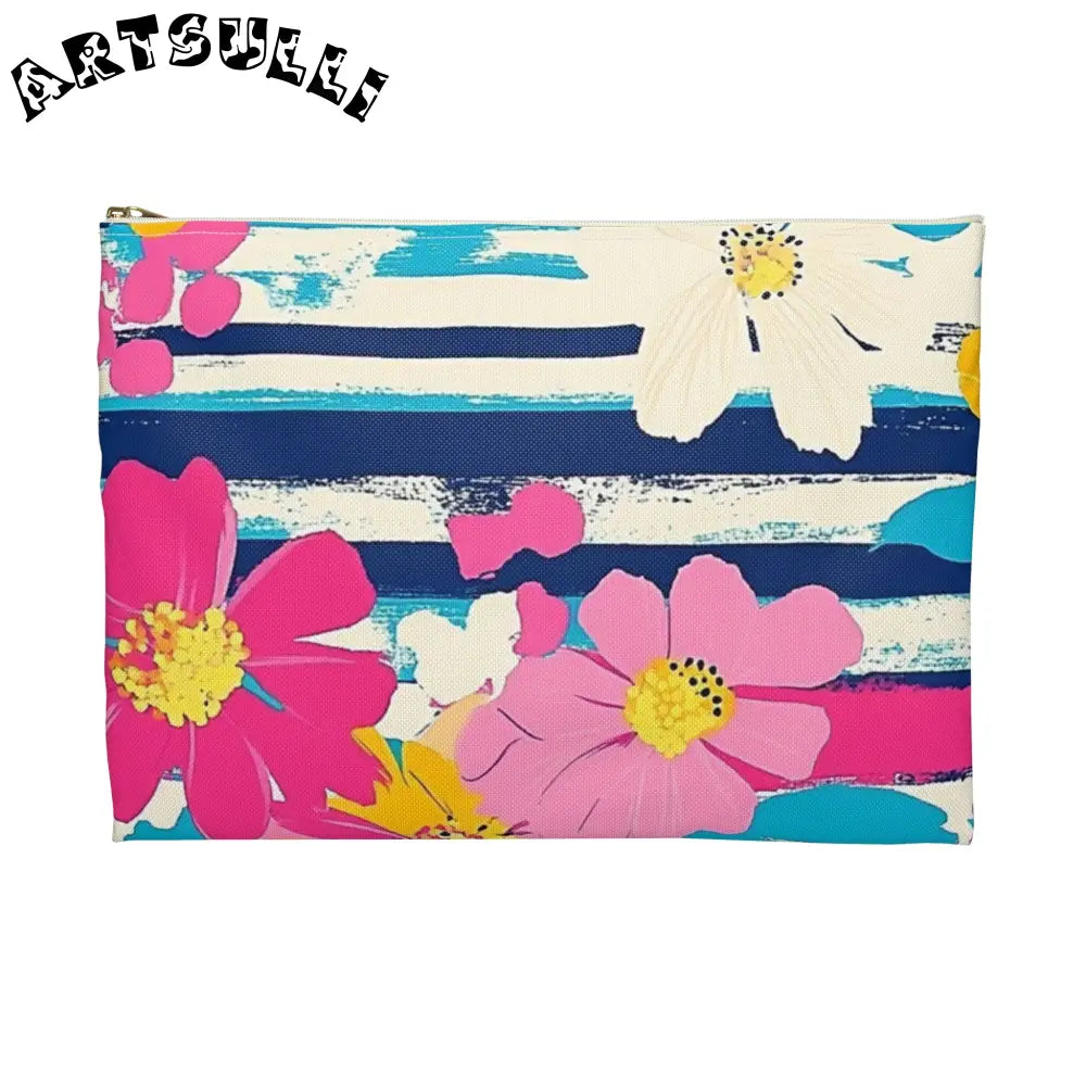 JAKKOUTTHEBXX Dayglo Floral Stripes II Multi-Color Accessory Pouch