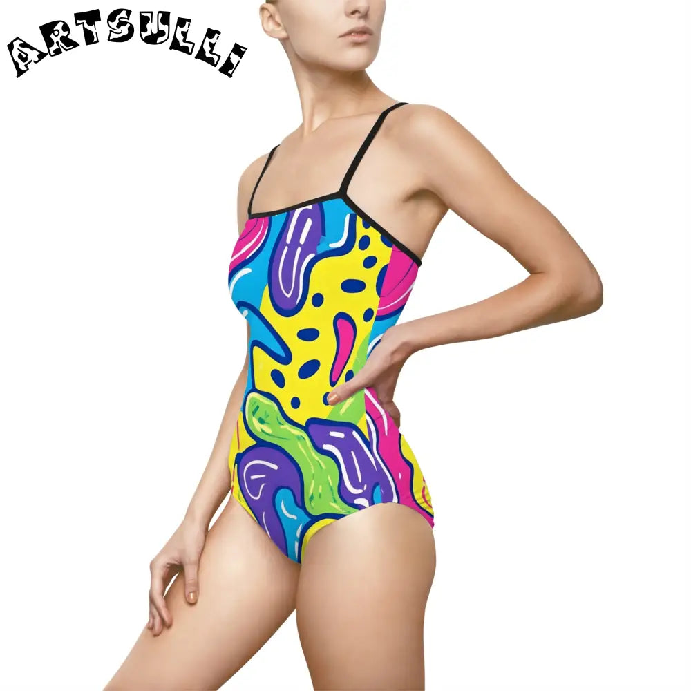 JAKKOUTTHEBXX Colorful Abstract Print One-Piece Swimsuit 2025