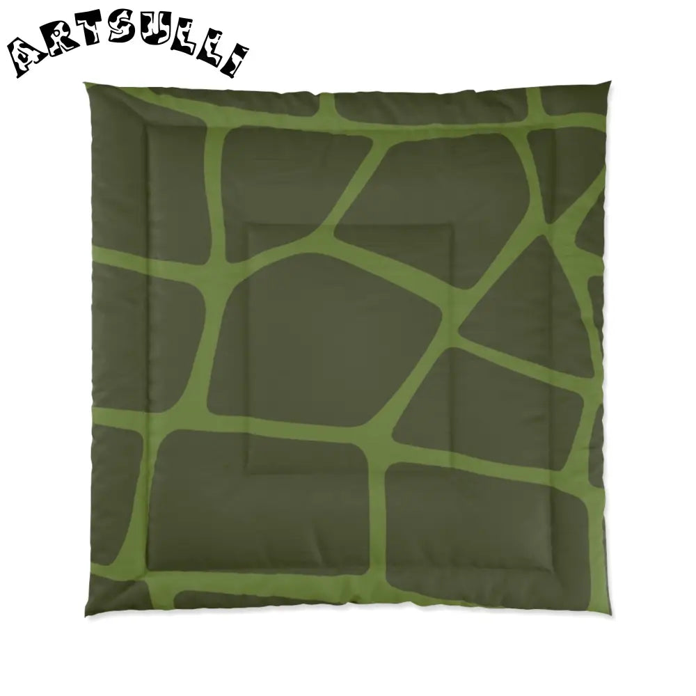 JAKKOUTTHEBXX Dark Green Comforter with Light Green Geometric Design 2025