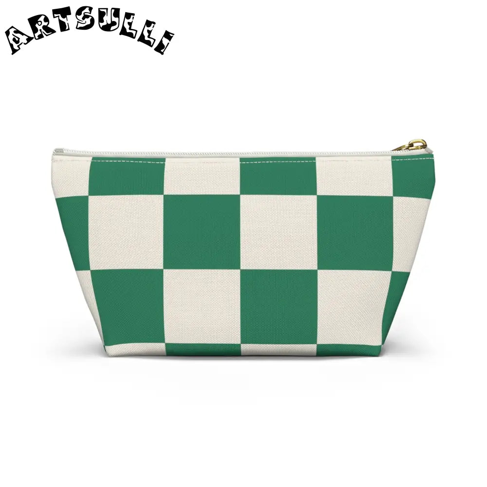 JAKKOUTTHEBXX Checkerboard Dark Green Accessory Pouch w T-bottom