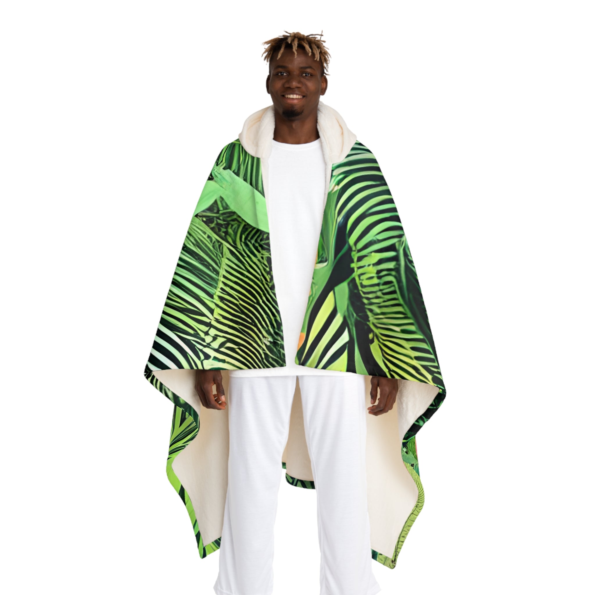 Jungle Zebra Art Hooded Sherpa Fleece Blanket, Artsulli - Art is Long, Life is Short, All Over Prints, Size, One size, Color, Cream, , , 62309315590454