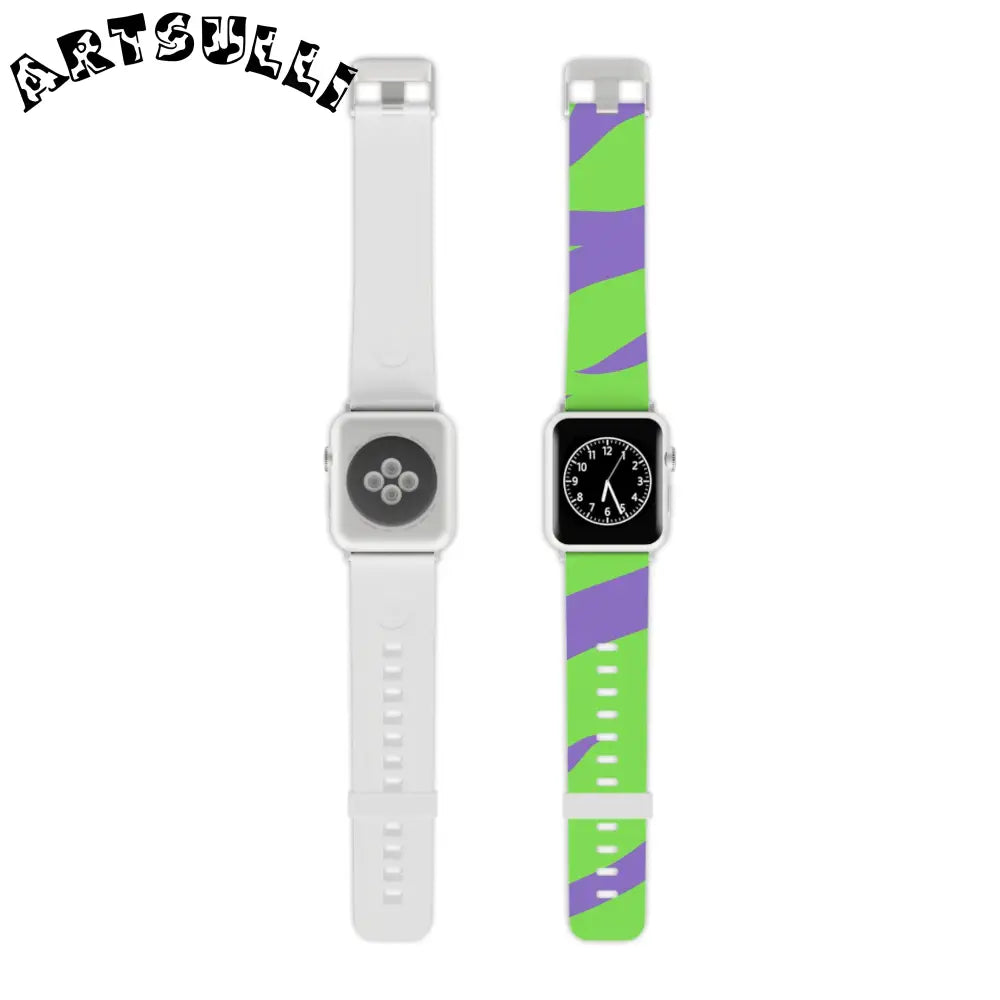 JAKKOUTTHEBXX Tyrannosaurus Print Green and Purple Watch Band
