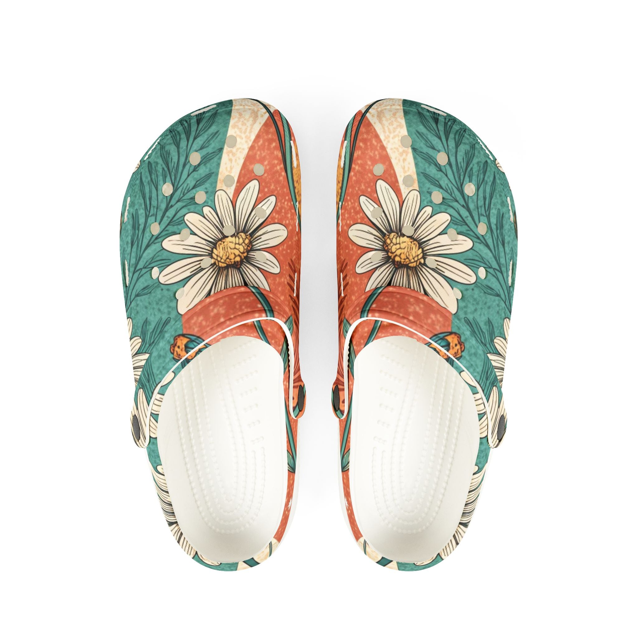 Retro Daisy Dream EVA Foam Rubber Shoes (AOP), Artsulli - Art is Long, Life is Short, Shoes, Size, US 6 (Women's), Color, White, , , 15702708416906892961