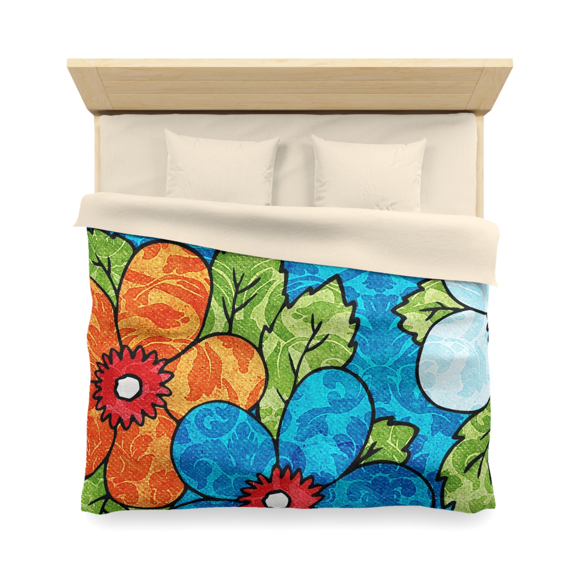 Blue Orange Groovy Microfiber Duvet Cover, Artsulli - Art is Long, Life is Short, Home Decor, , , , , , , 