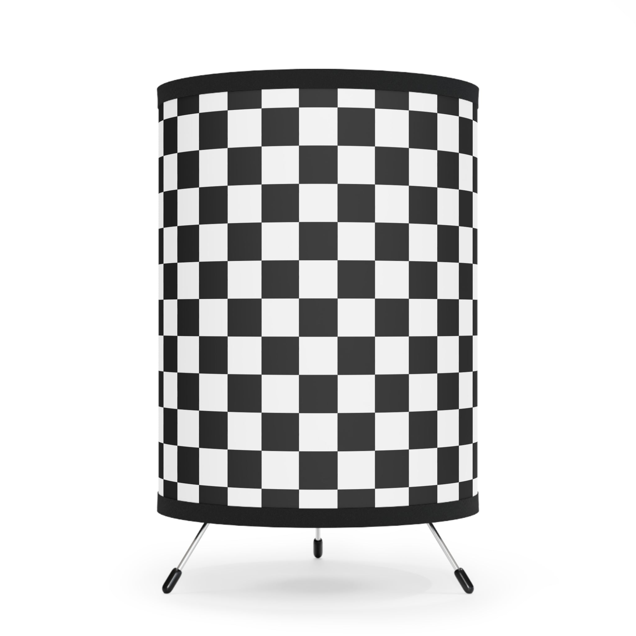 Checkerboard Black and White Tripod Lamp with High-Res Printed Shade, US\CA plug, Artsulli - Art is Long, Life is Short, Home Decor, Size, One size, Color, Black, , , 24753617280341
