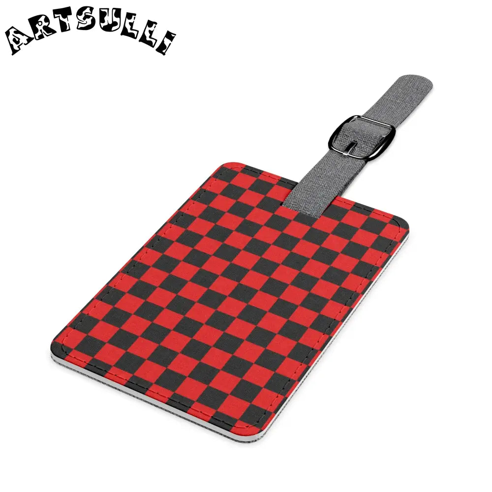 JAKKOUTTHEBXX Checkerboard Red and Black Saffiano Polyester Luggage
