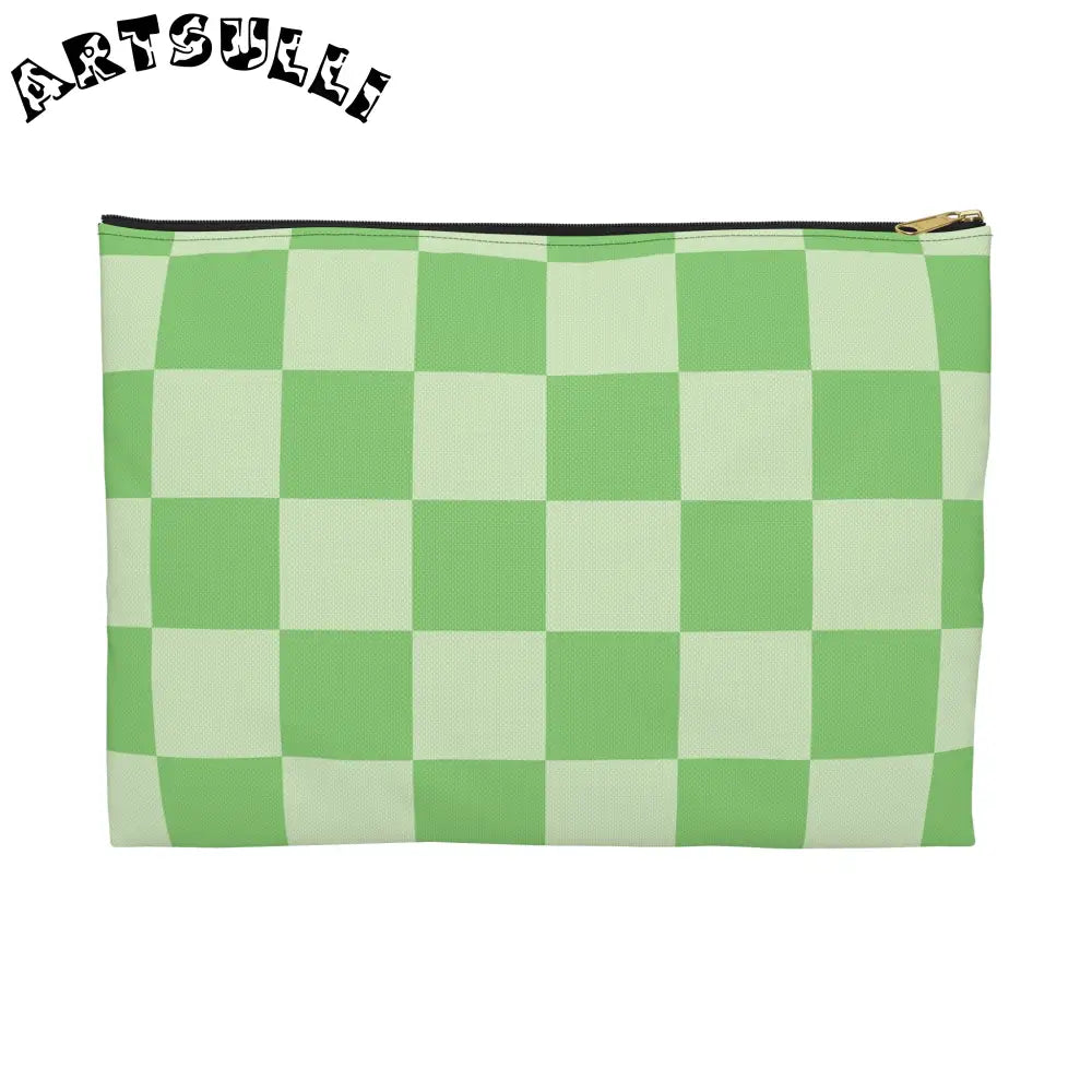 JAKKOUTTHEBXX Checkerboard Green Accessory Pouch JAKKOUTTHEBXX