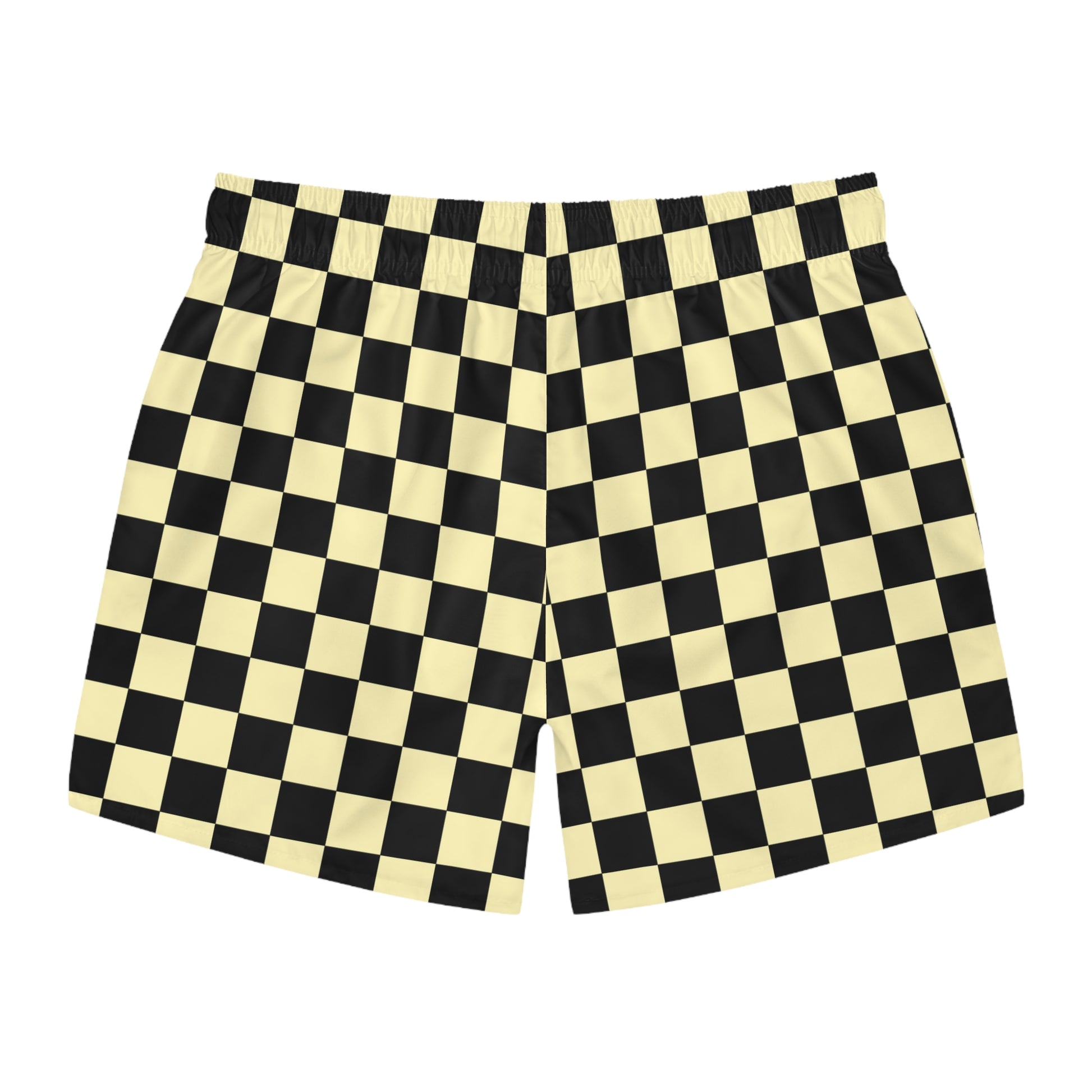 Checkerboard II Black and Yellow Swim Trunks (AOP), Artsulli - Art is Long, Life is Short, All Over Prints, , , , , , , 