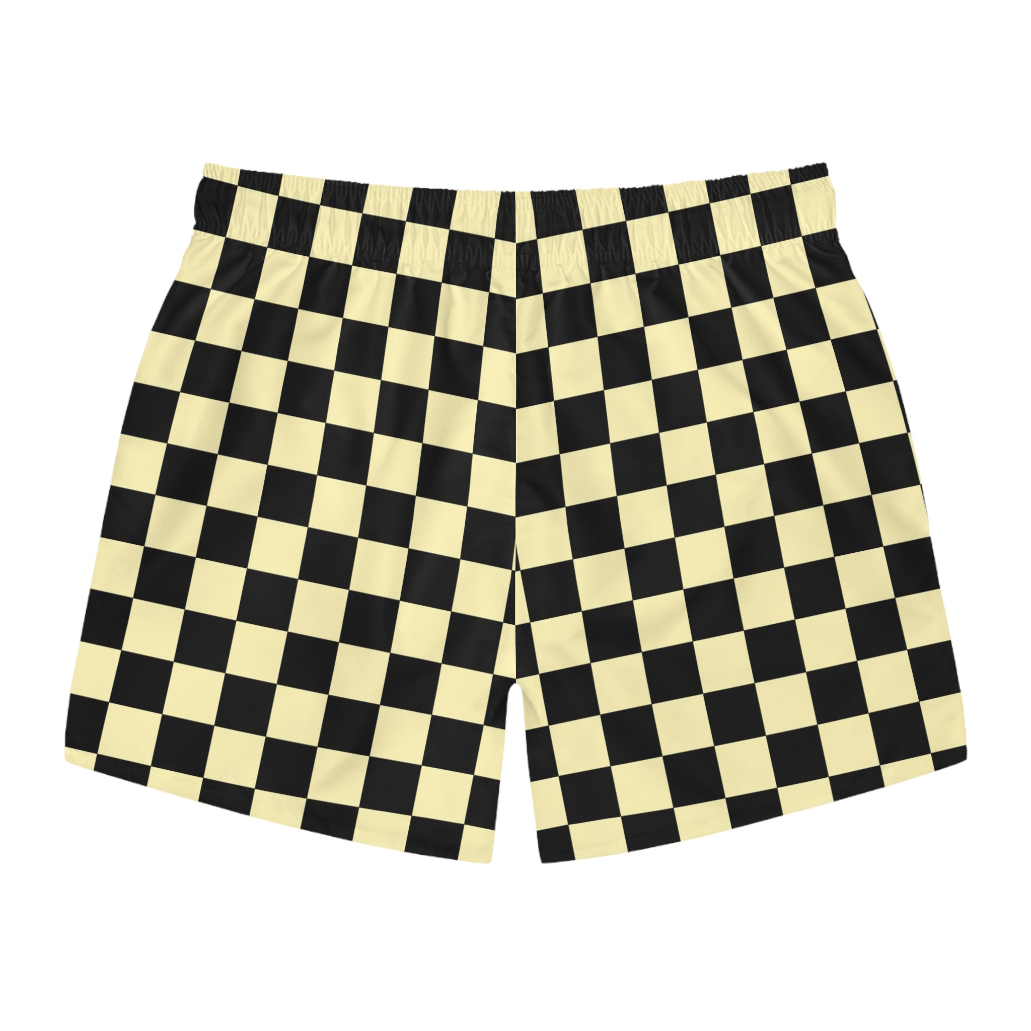 Checkerboard II Black and Yellow Swim Trunks (AOP), Artsulli - Art is Long, Life is Short, All Over Prints, , , , , , , 