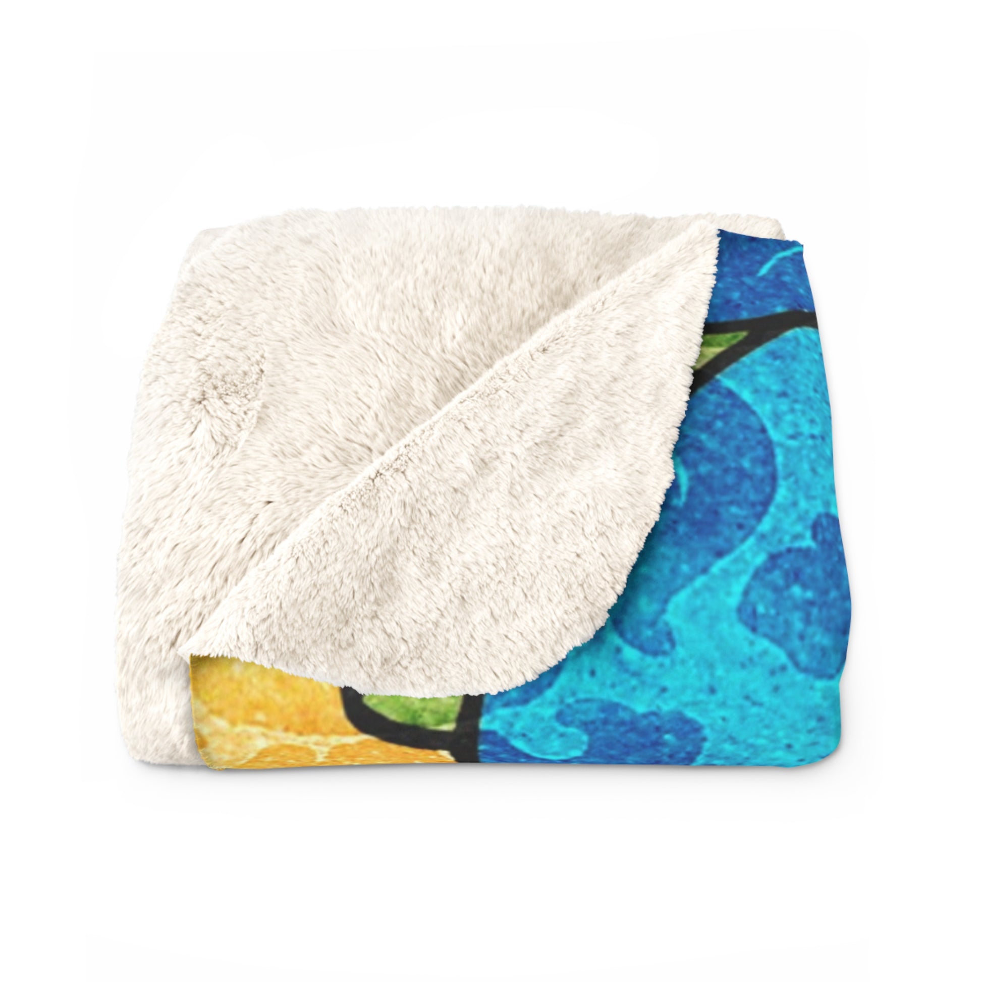Groovy Yellow Floral Kl Sherpa Fleece Blanket, Artsulli - Art is Long, Life is Short, Home Decor, , , , , , , 