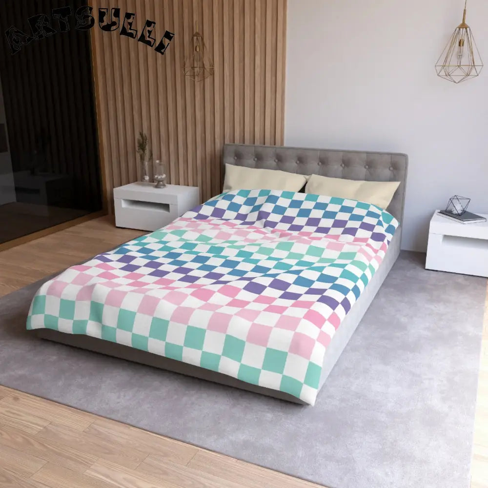 JAKKOUTTHEBXX Vaporwave Rainbow Checkerboard Multi-Color Microfiber