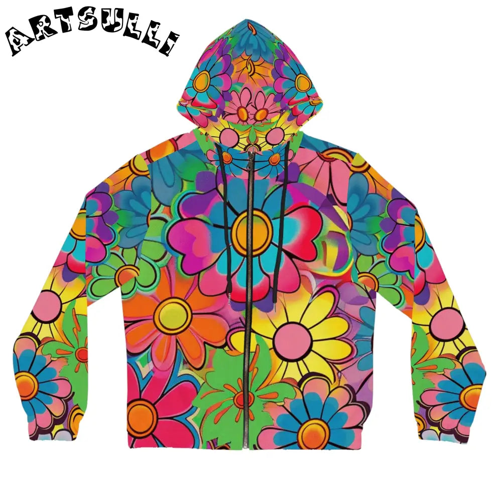 JAKKOUTTHEBXX Chromatic Daisy Dream Women’s Full-Zip Hoodie (AOP)