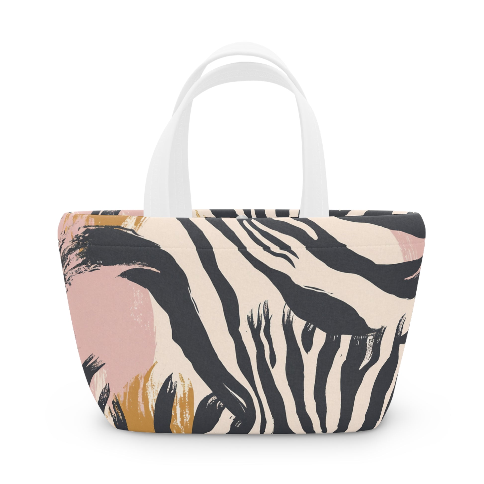 Beige Zebra Jungle Flats Lunch Bag, Artsulli - Art is Long, Life is Short, Bags, Size, 9.3" x 7.7" x 4.7", Color, White, , , 71744462687685