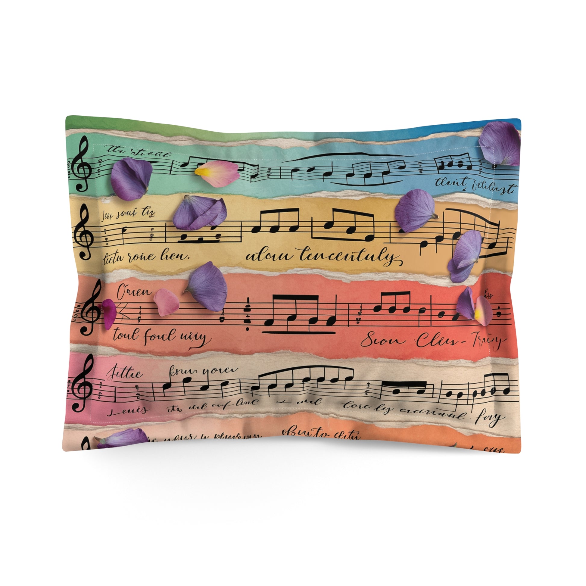Torn Type Beat Sheet Music Multi-Color Microfiber Pillow Sham, Artsulli - Art is Long, Life is Short, Home Decor, Size, Standard, , , , , 26472105573491757424