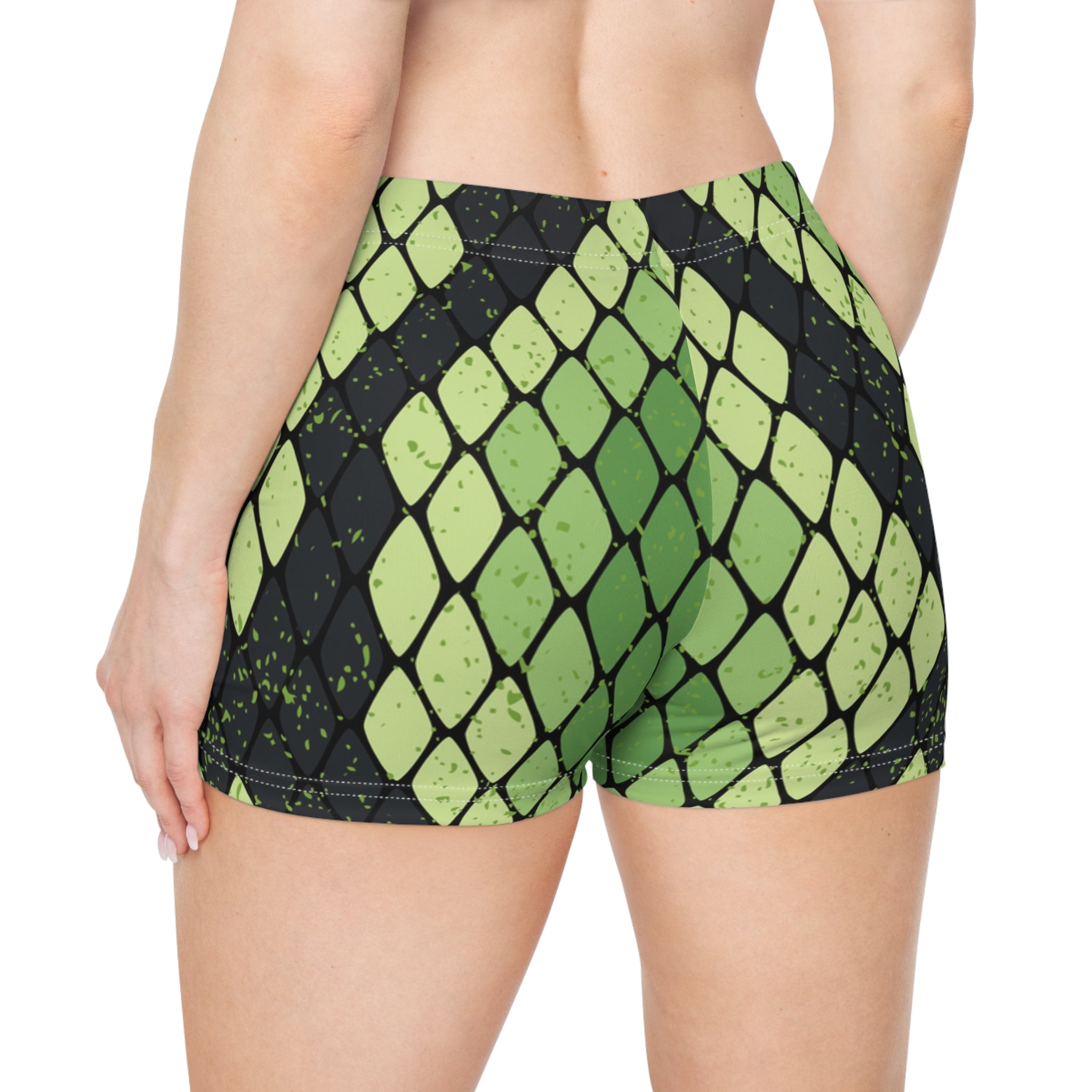 Snake Skin Green and Black Women's Shorts (AOP), Artsulli - Art is Long, Life is Short, All Over Prints, , , , , , , 