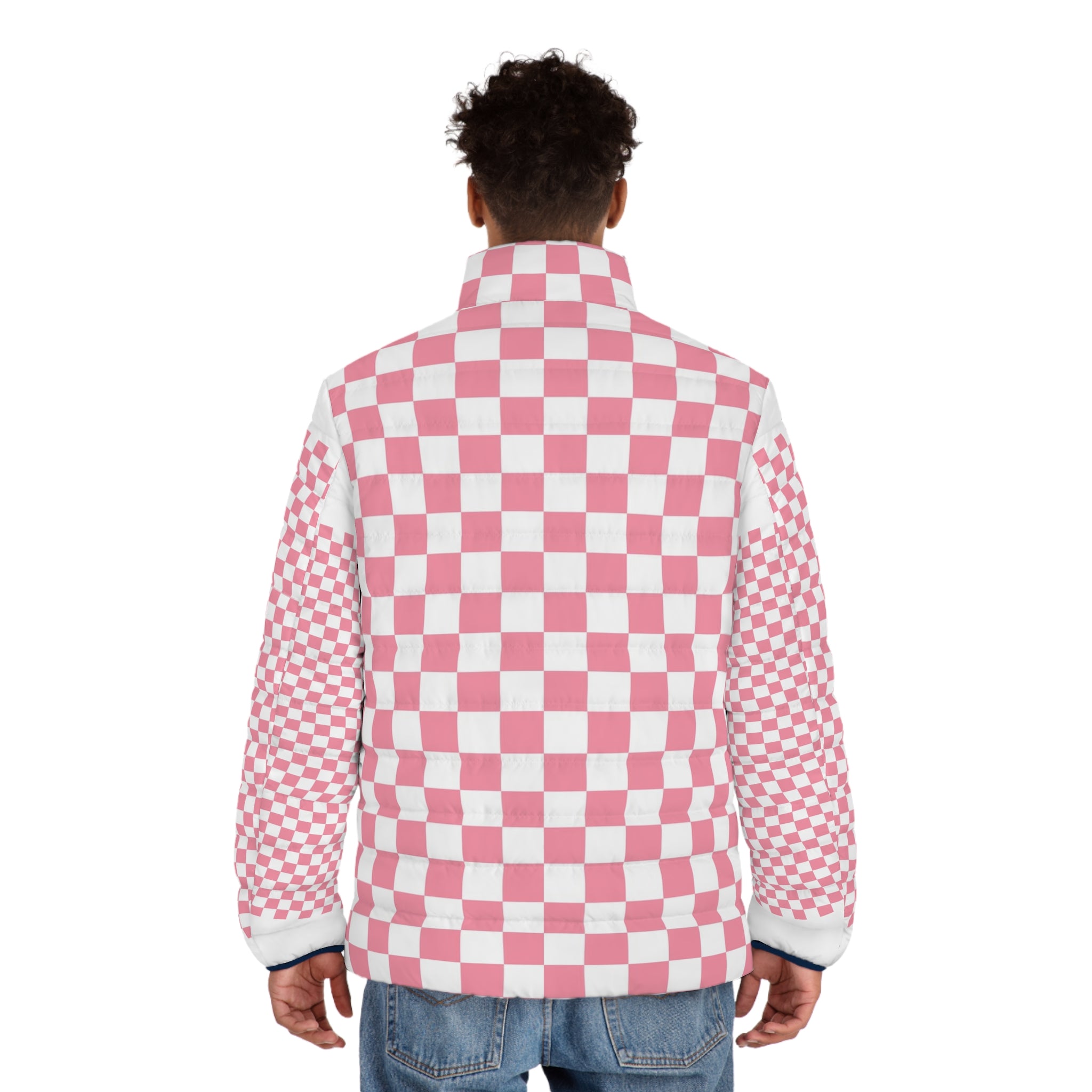 Brigandine Checkered Scene Men's Puffer Jacket (AOP)