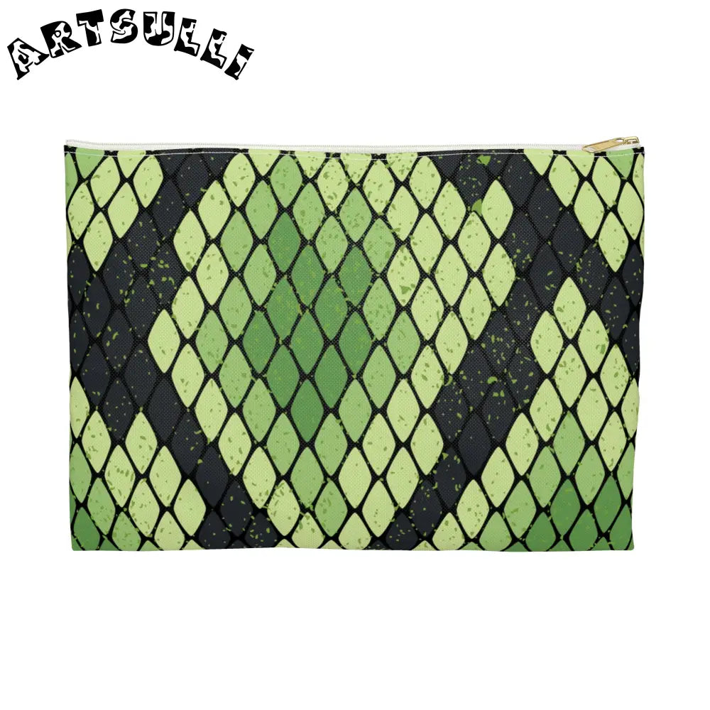 JAKKOUTTHEBXX Snake Skin Green and Black Accessory Pouch