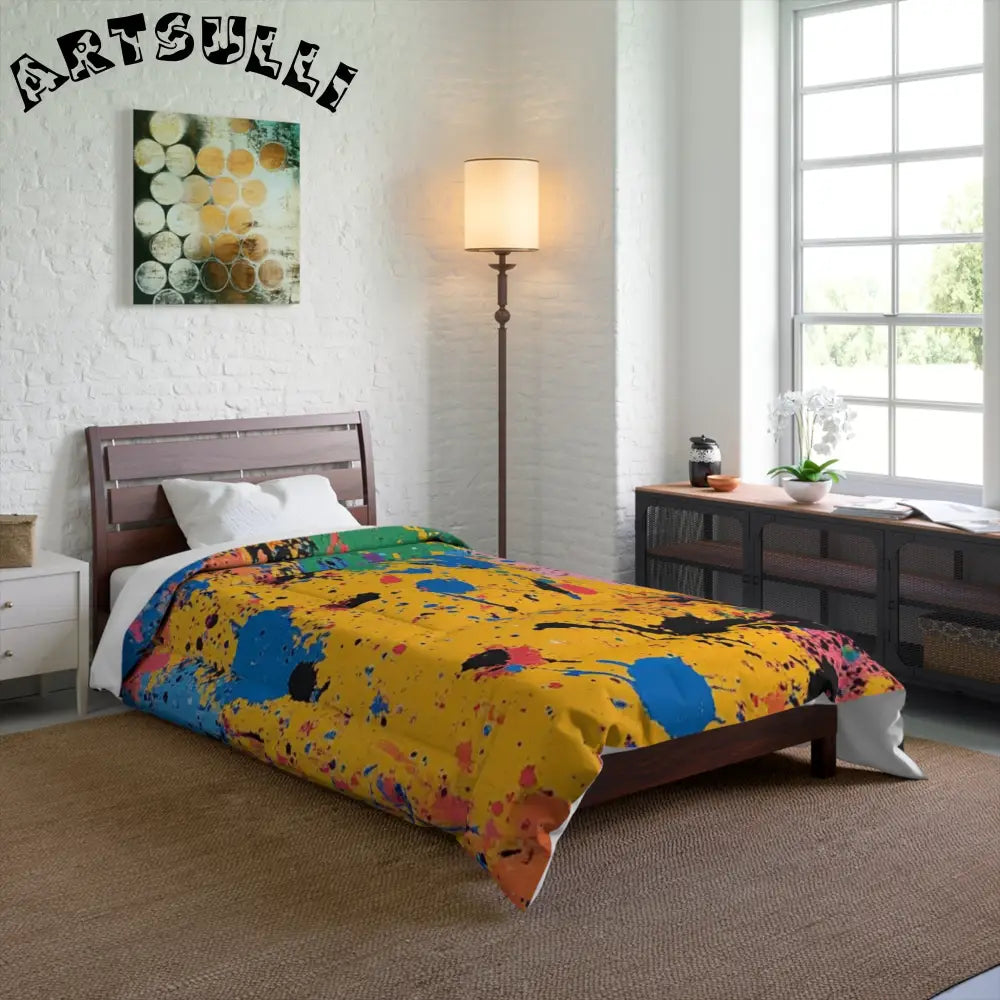 JAKKOUTTHEBXX The Colors Of Paint Splatter Comforter JAKKOUTTHEBXX