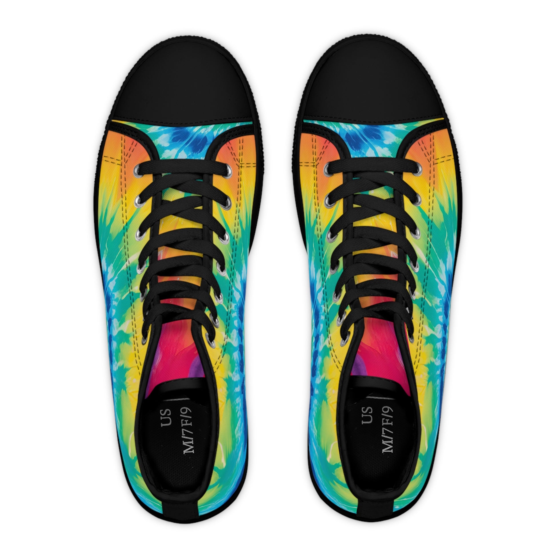 Tie Dye Women's High Top Sneakers, Artsulli - Art is Long, Life is Short, Shoes, , , , , , , 