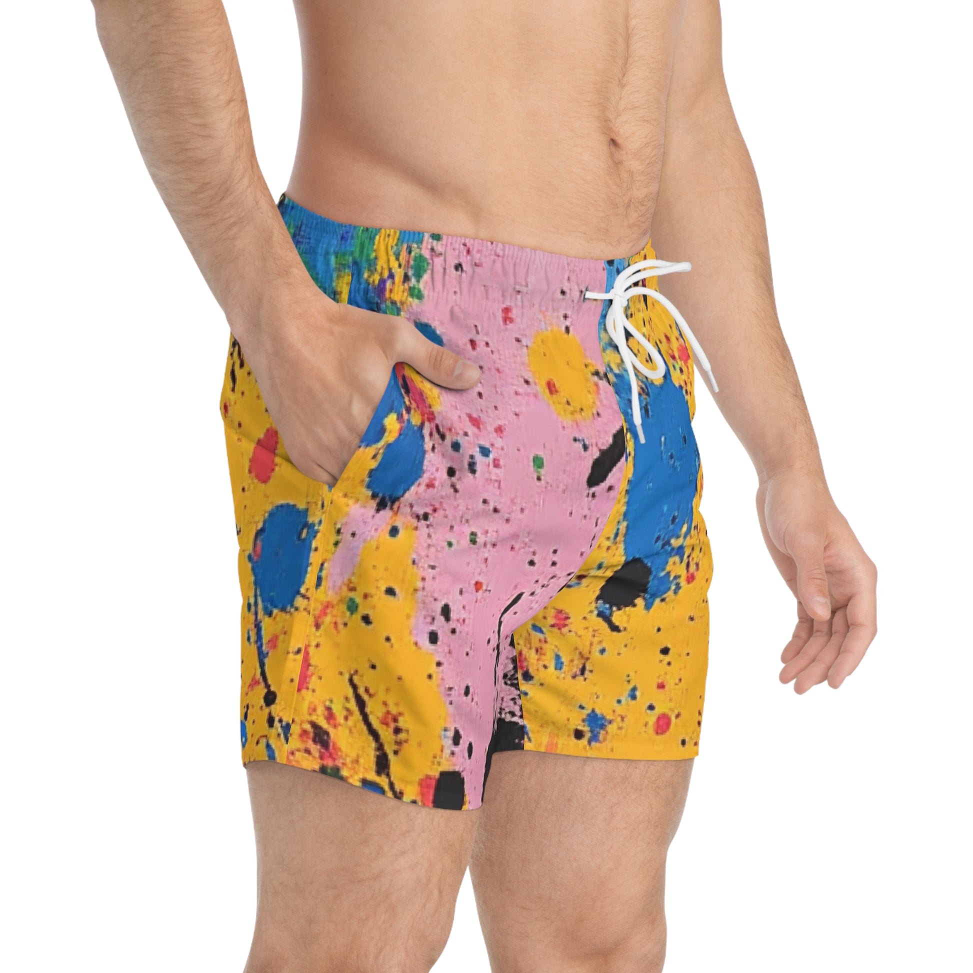 The Colors Of Paint Splatter Swim Trunks (AOP), Artsulli - Art is Long, Life is Short, All Over Prints, , , , , , , 