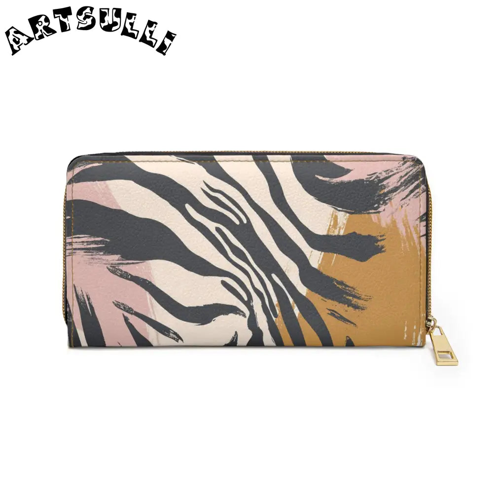 JAKKOUTTHEBXX Abstract Pink Brown Zebra Wallet for Credit Cards