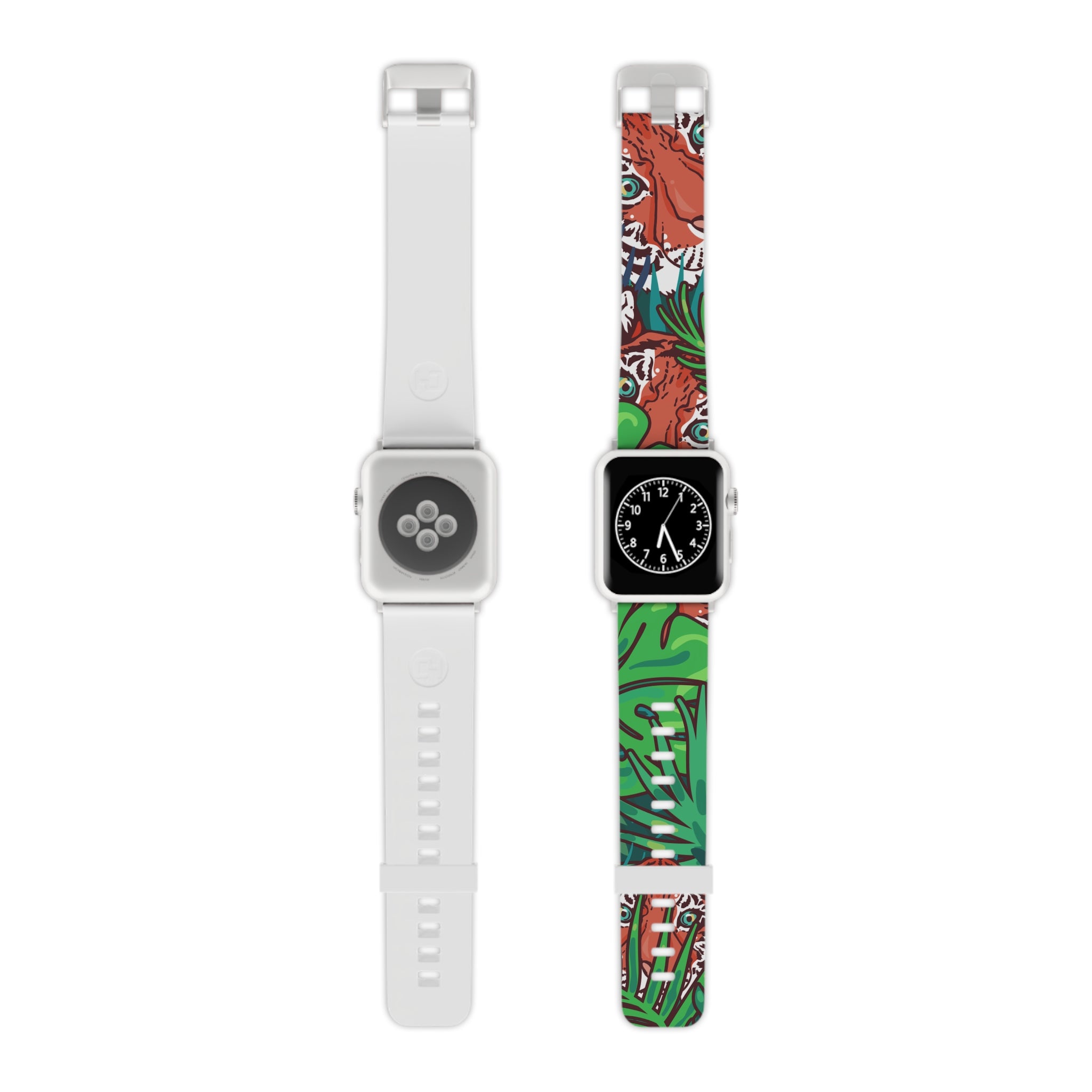 Tropical Jungle Tigers Blue and Green Saturated Jungle Tiger 8K Watch Band for Apple Watch, Artsulli - Art is Long, Life is Short, Accessories, Size, 7.5'' × 0.75'' / 38 - 40 mm, Color, Silver, , , 14324783141636