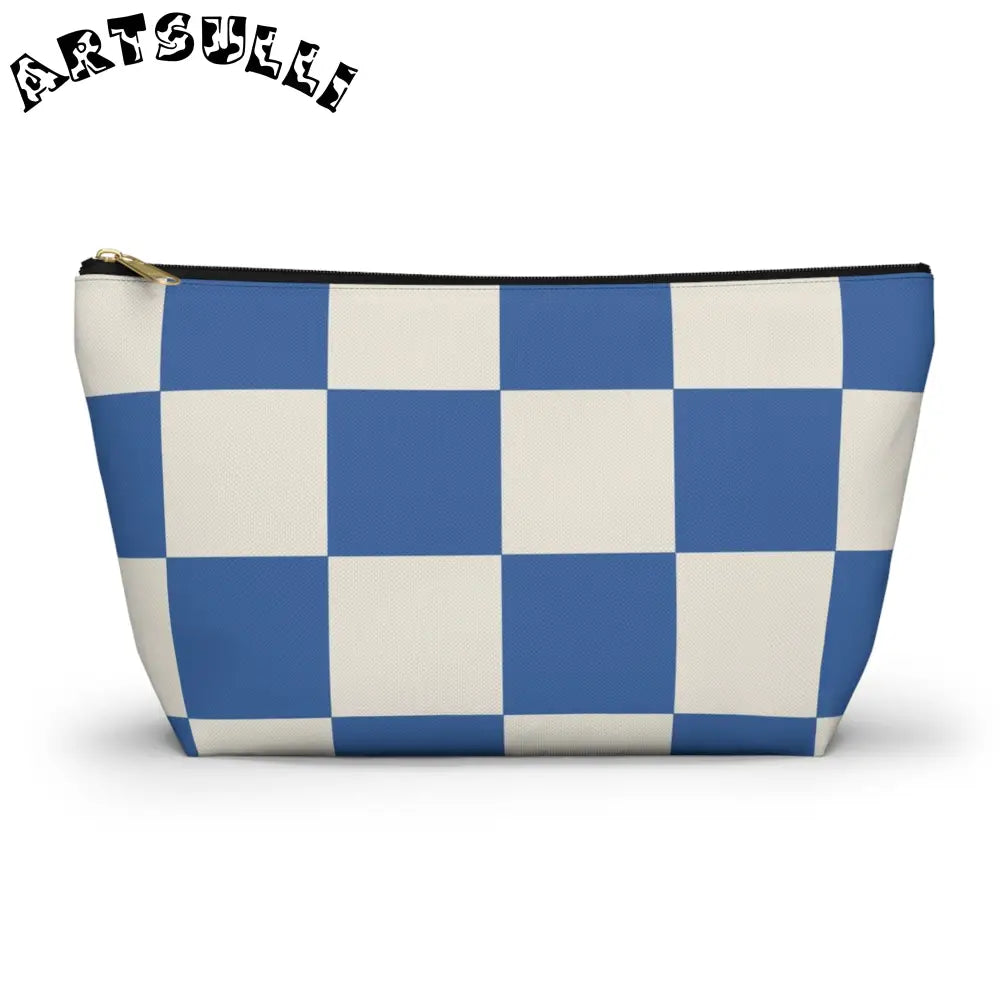 JAKKOUTTHEBXX Checkerboard Blue Accessory Pouch w T-bottom