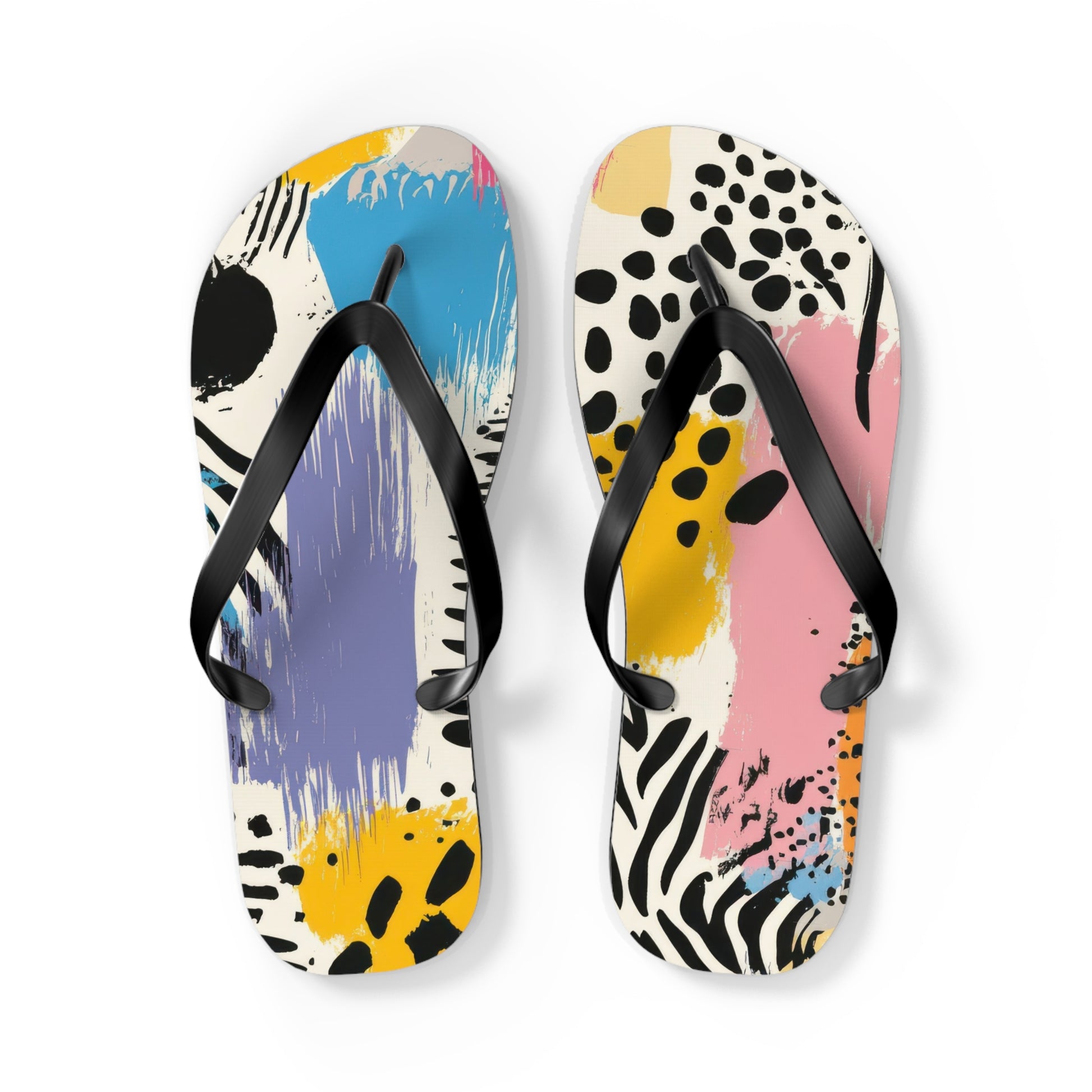Rae Zebra Rhapsody II Flip Flops, Artsulli - Art is Long, Life is Short, Shoes, Size, L, Color, Black sole, , , 98075442080423