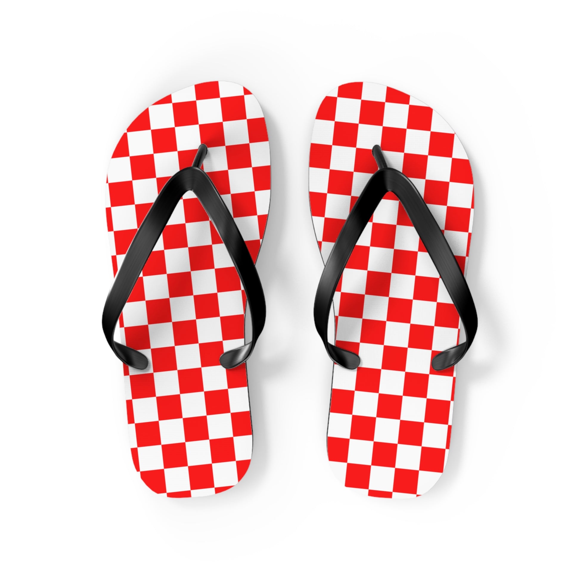 Checkerboard II Red and White Flip Flops, Artsulli - Art is Long, Life is Short, Shoes, Size, M, Color, Black sole, , , 44812311041074181168