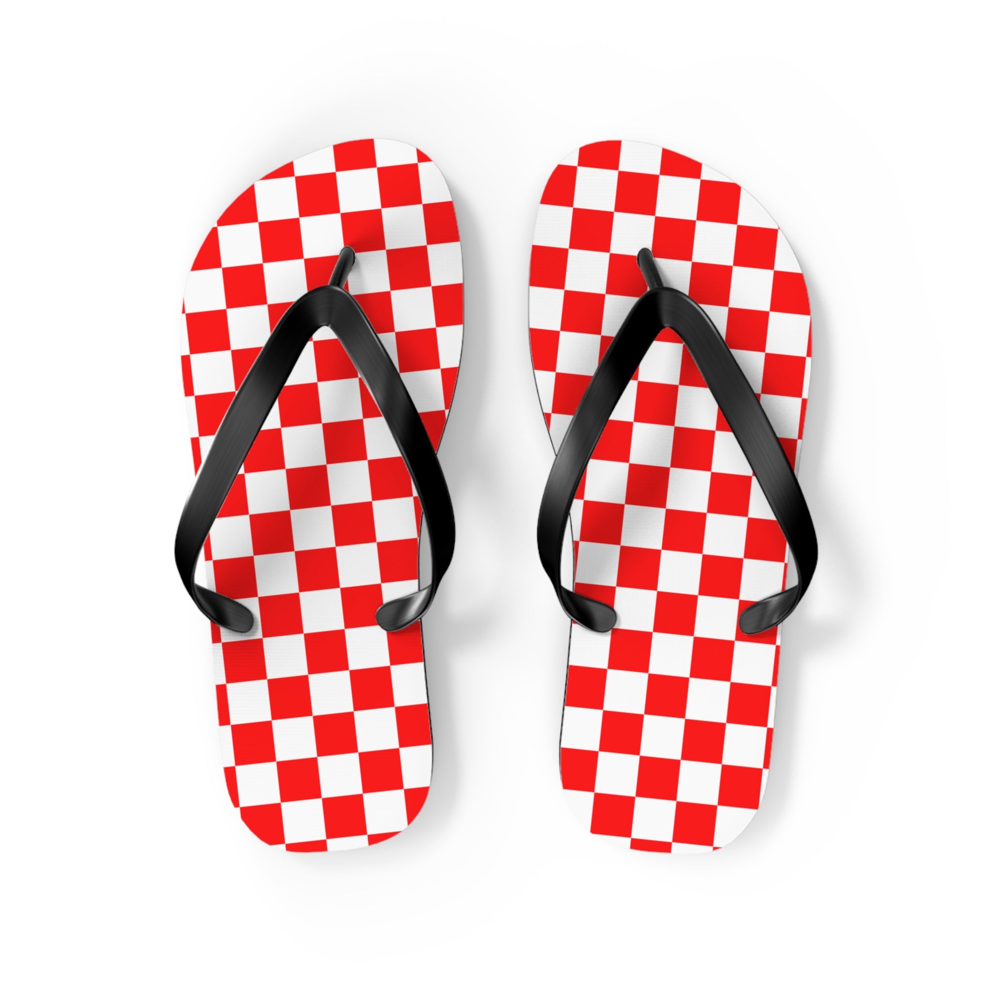 Checkerboard II Red and White Flip Flops, Artsulli - Art is Long, Life is Short, Shoes, Size, M, Color, Black sole, , , 44812311041074181168