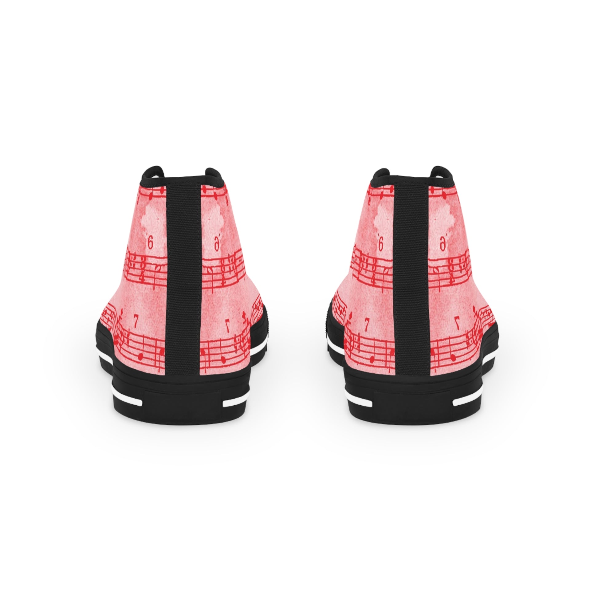 Drip Spill Type Beat Sheet Music Red Men's High Top Sneakers, Artsulli - Art is Long, Life is Short, Shoes, , , , , , , 