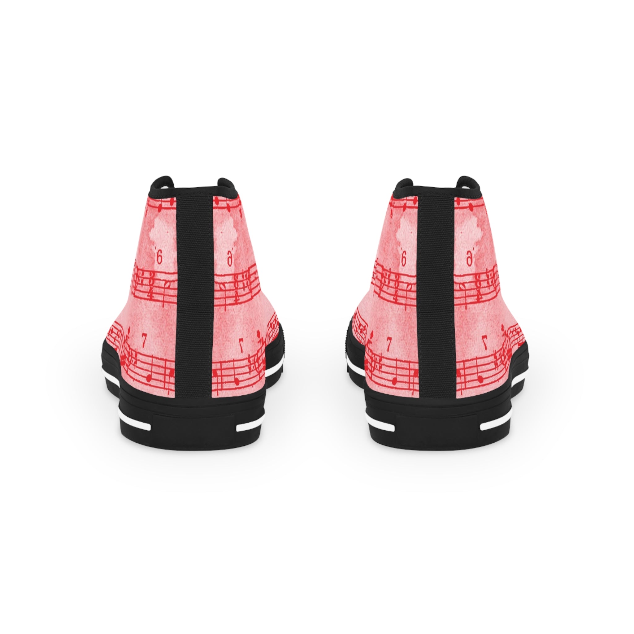 Drip Spill Type Beat Sheet Music Red Men's High Top Sneakers, Artsulli - Art is Long, Life is Short, Shoes, , , , , , , 