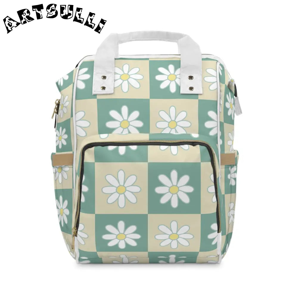 JAKKOUTTHEBXX Retro Daisy Checkerboard Green and Tan Multifunctional