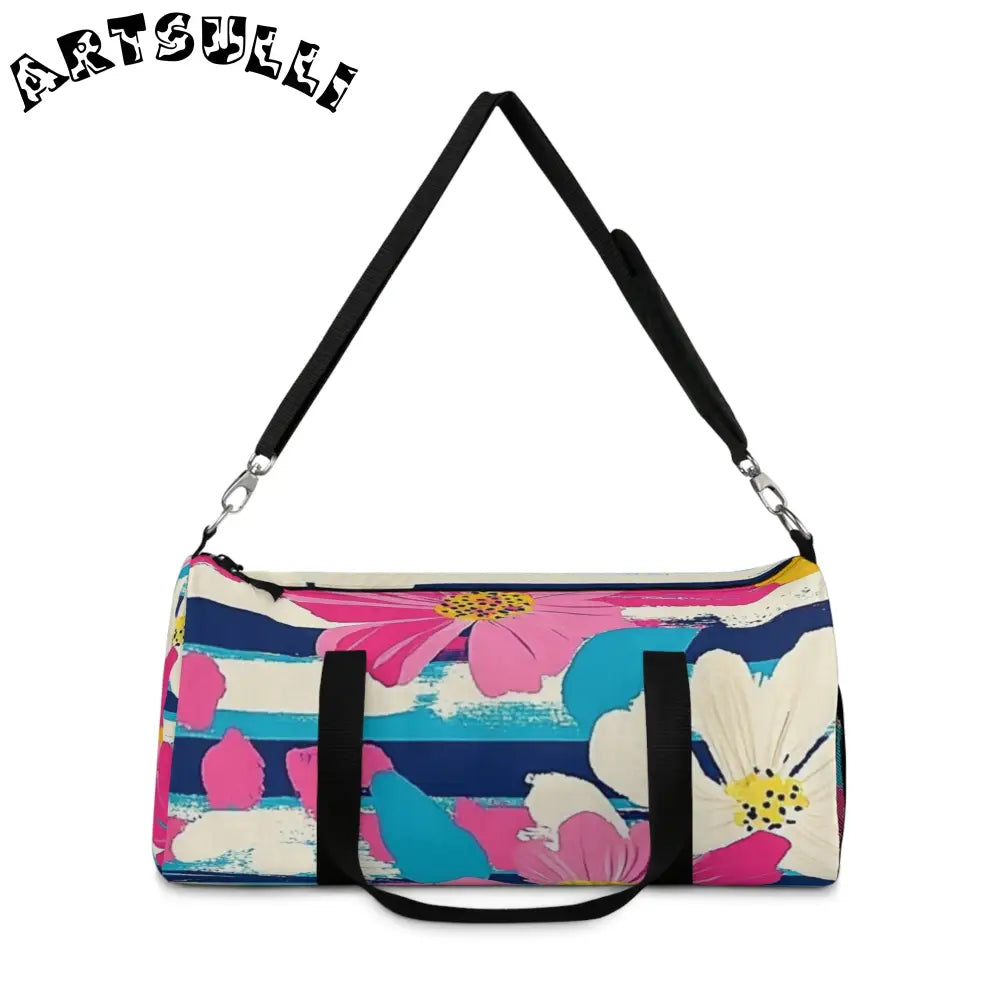 JAKKOUTTHEBXX Dayglo Floral Stripes Multi-Color Duffel Bag