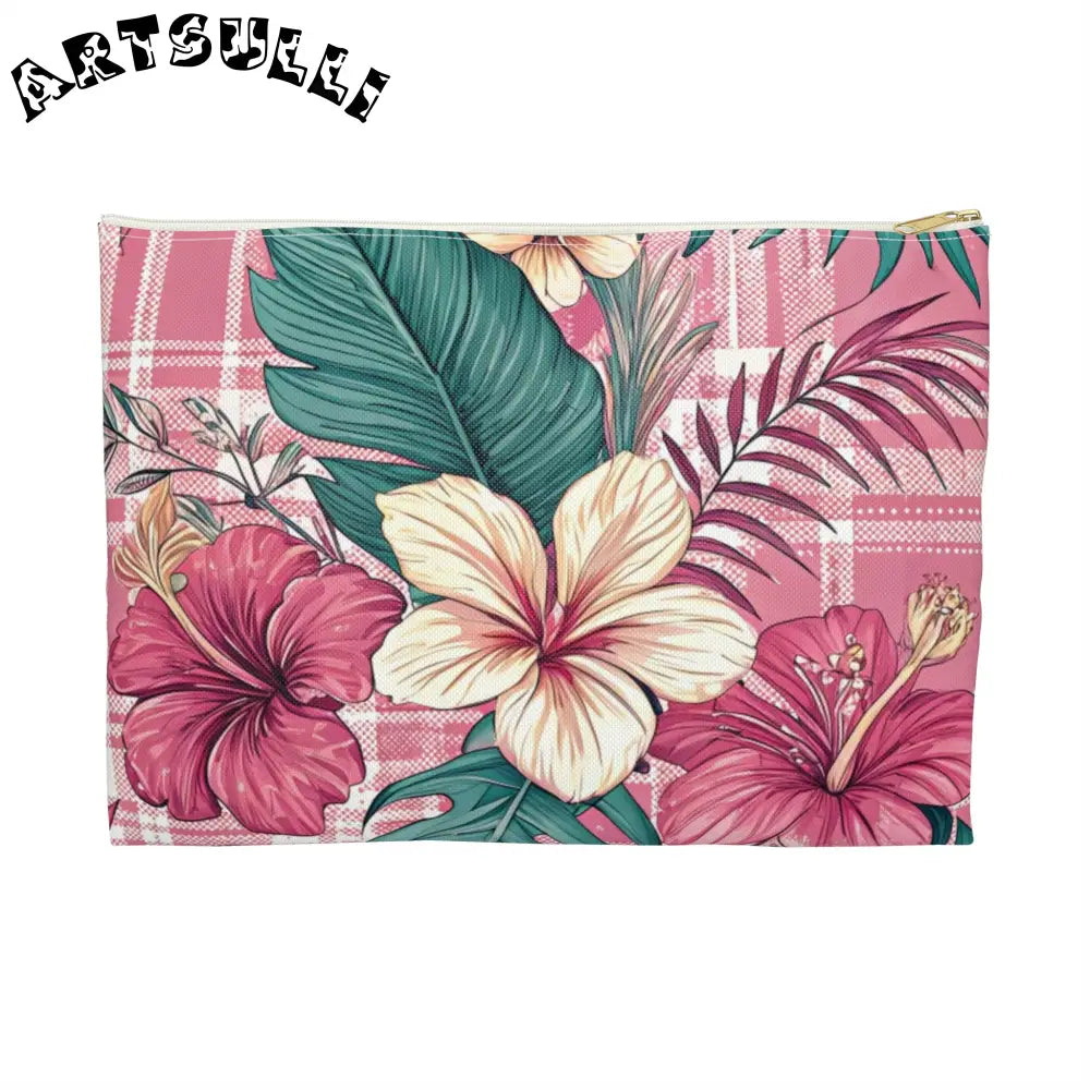 JAKKOUTTHEBXX Plaid x Floral Burgundy and Green Accessory Pouch