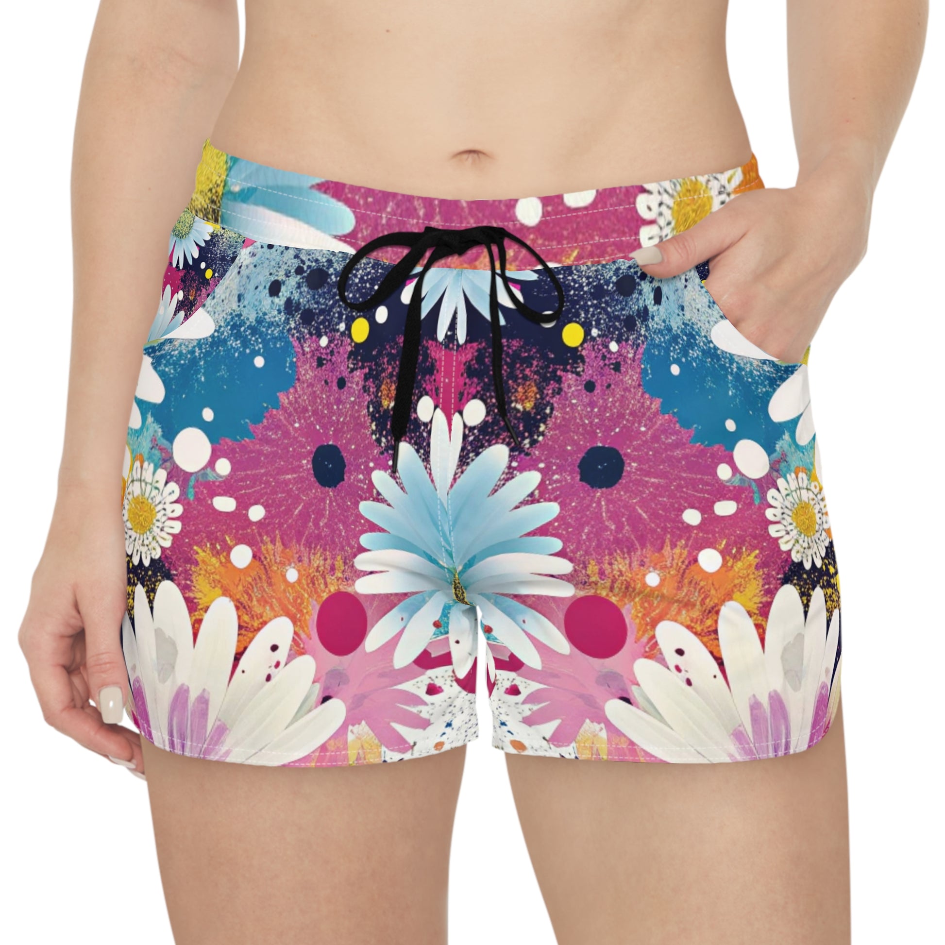Magical Flower Explosion Multi-Color Women's Casual Shorts (AOP), Artsulli - Art is Long, Life is Short, All Over Prints, , , , , , , 