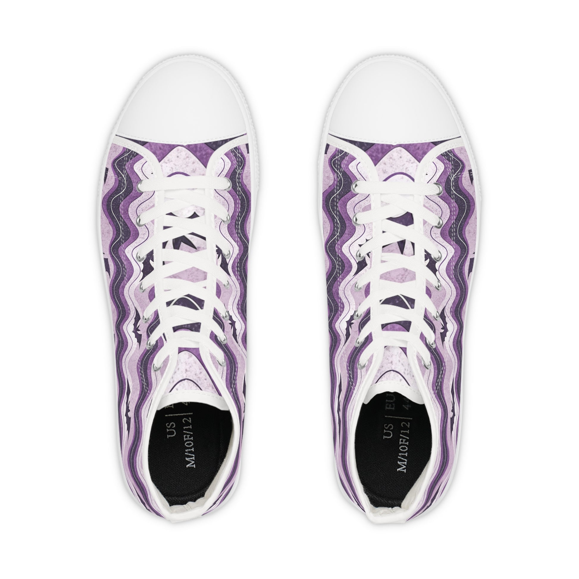 Bat Wave Purple Men's High Top Sneakers, Artsulli - Art is Long, Life is Short, Shoes, , , , , , , 