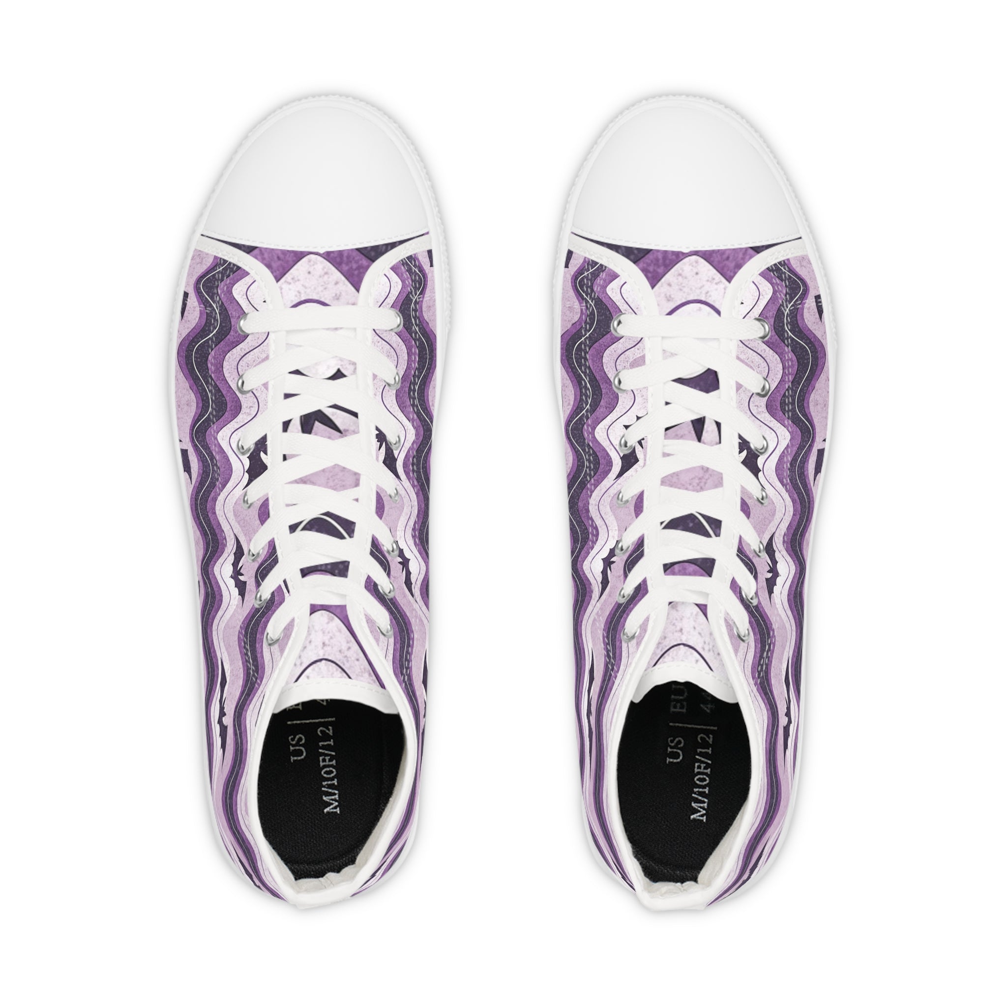 Bat Wave Purple Men's High Top Sneakers, Artsulli - Art is Long, Life is Short, Shoes, , , , , , , 