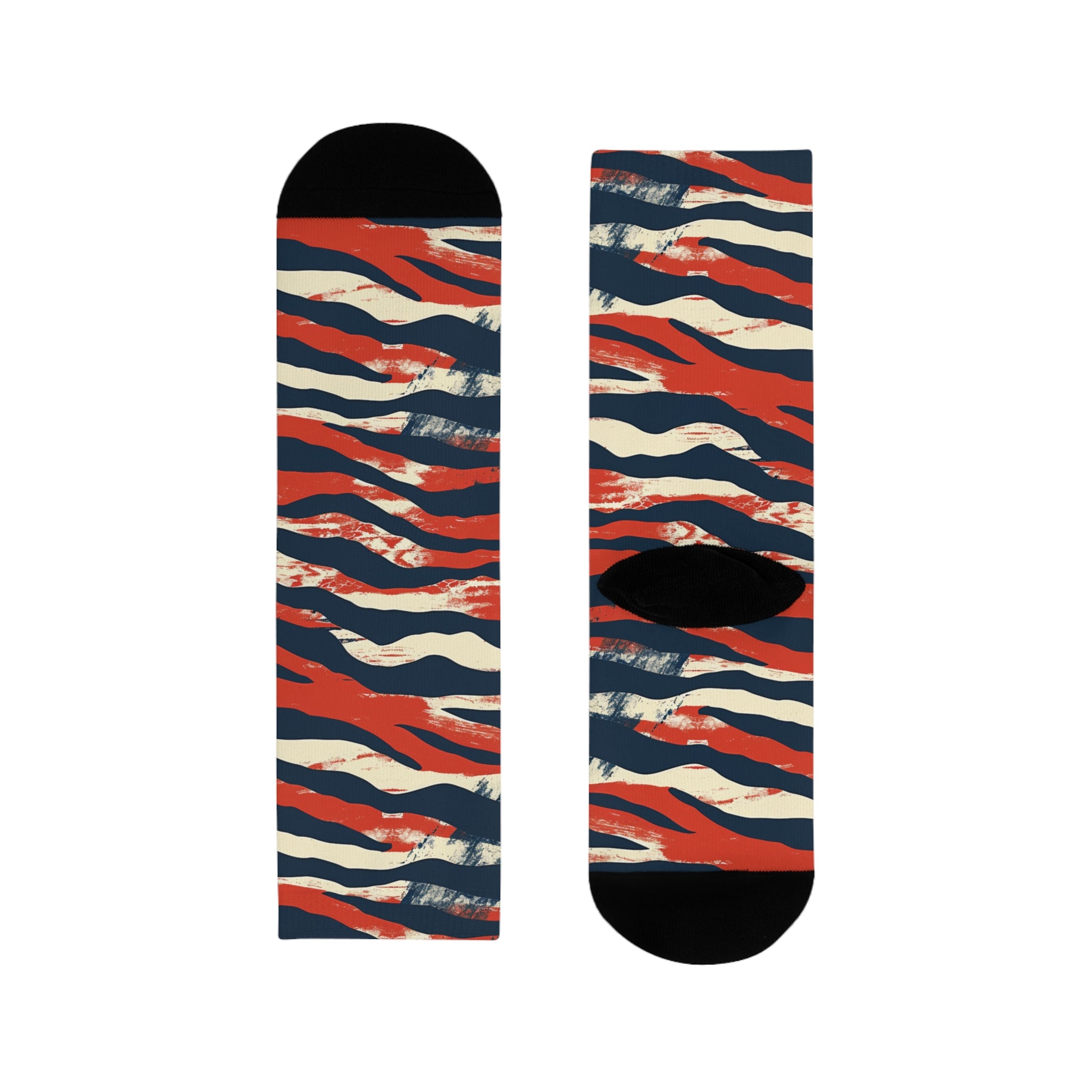 Capricious Tiger Wave Sublimation Crew Socks (EU), Artsulli - Art is Long, Life is Short, All Over Prints, Size, S, , , , , 20699477070007