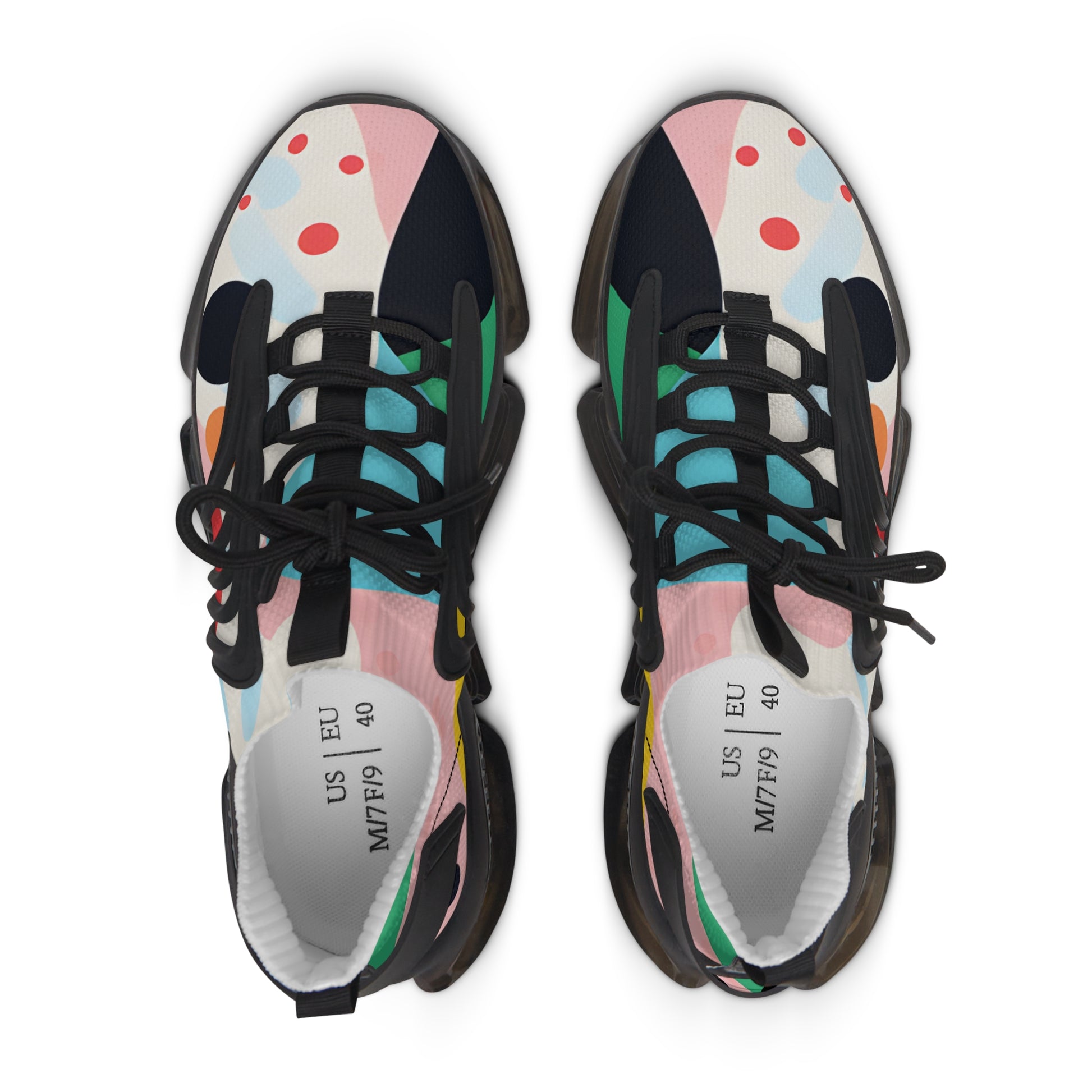 Colorful Abstract Shapes Women's Mesh Sneakers, Artsulli - Art is Long, Life is Short, Shoes, , , , , , , 