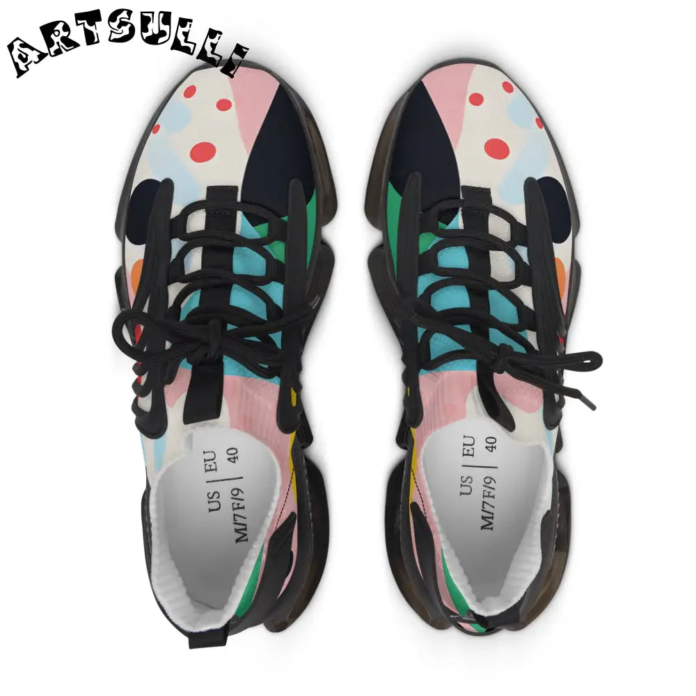 JAKKOUTTHEBXX Colorful Abstract Shapes Women’s Mesh Sneakers