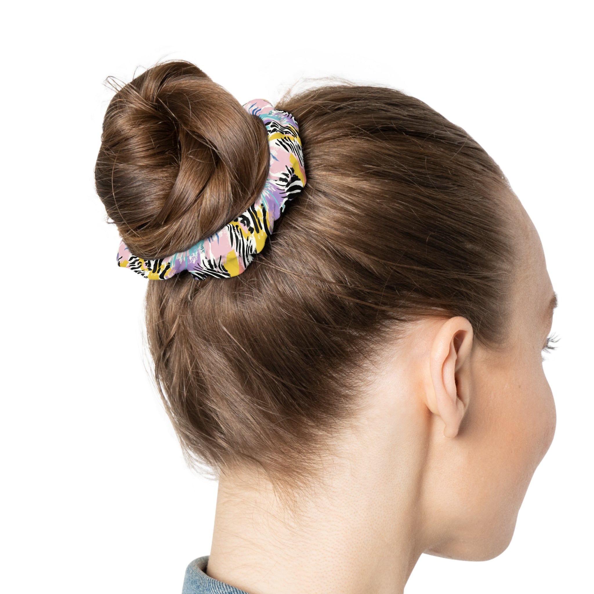 Wild Zebra Stripes x Paint Brush Strokes Multi-Color Scrunchie, Artsulli - Art is Long, Life is Short, Accessories, , , , , , , 