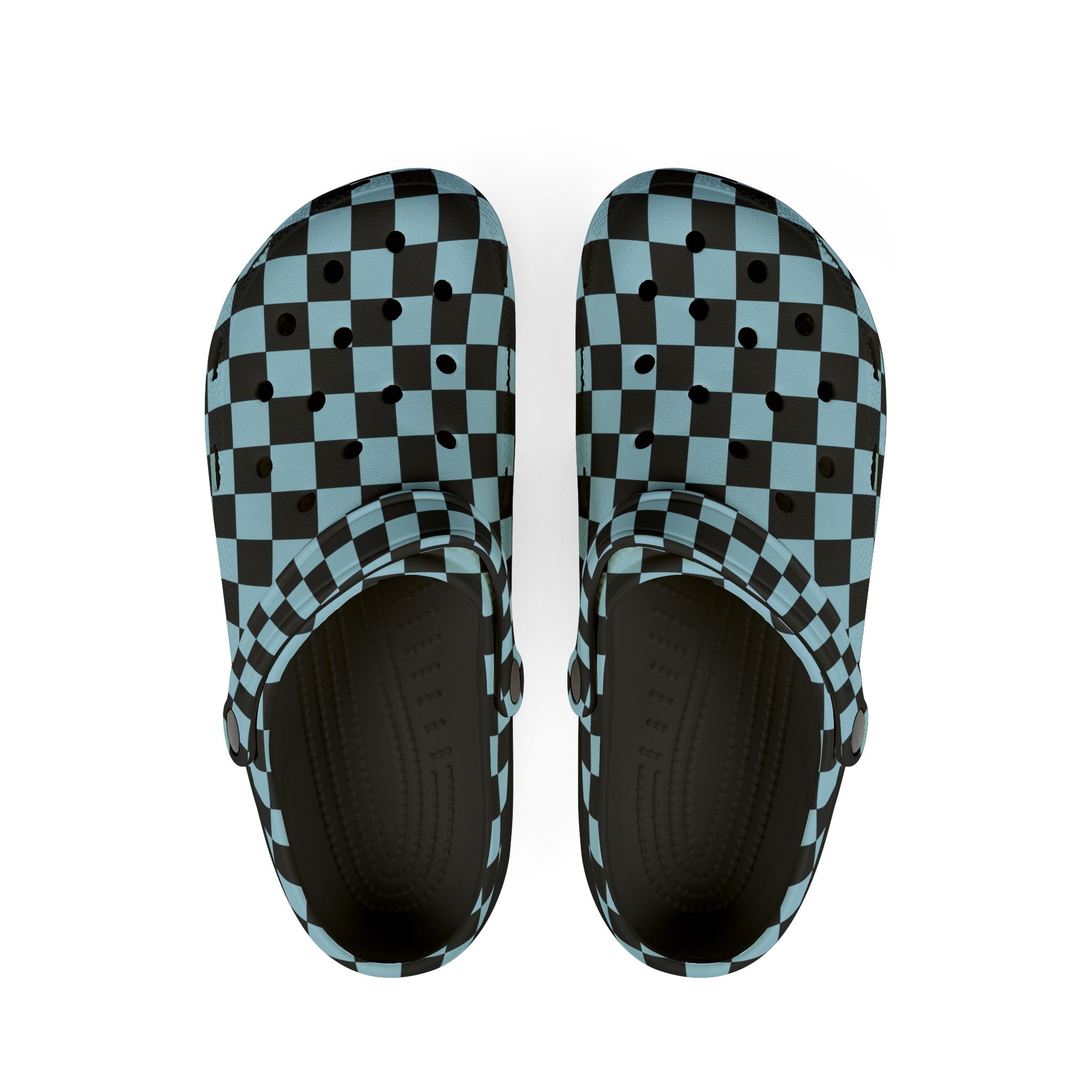 Checkerboard Black and Blue EVA Foam Rubber Shoes (AOP), Artsulli - Art is Long, Life is Short, Shoes, Size, US 6 (Women's), Color, Black, , , 20508706929987792436