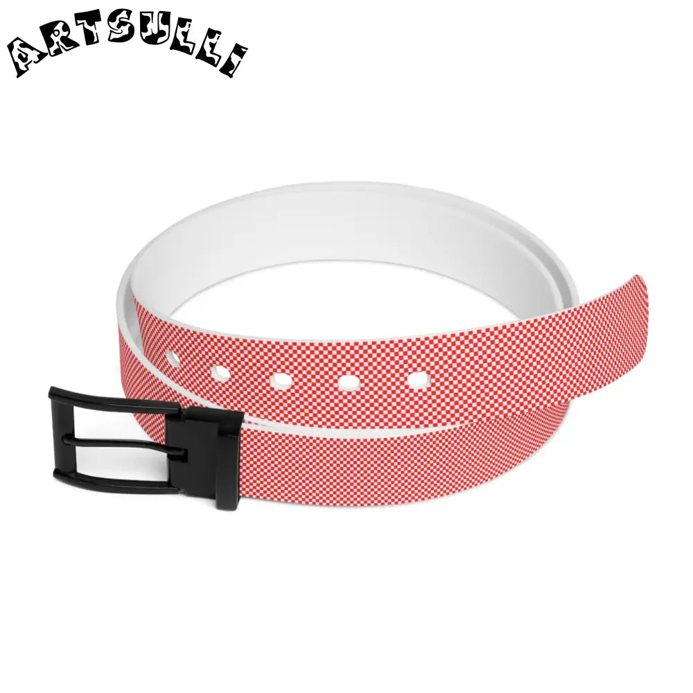 JAKKOUTTHEBXX Checkerboard Red and White Belt JAKKOUTTHEBXX Artsulli