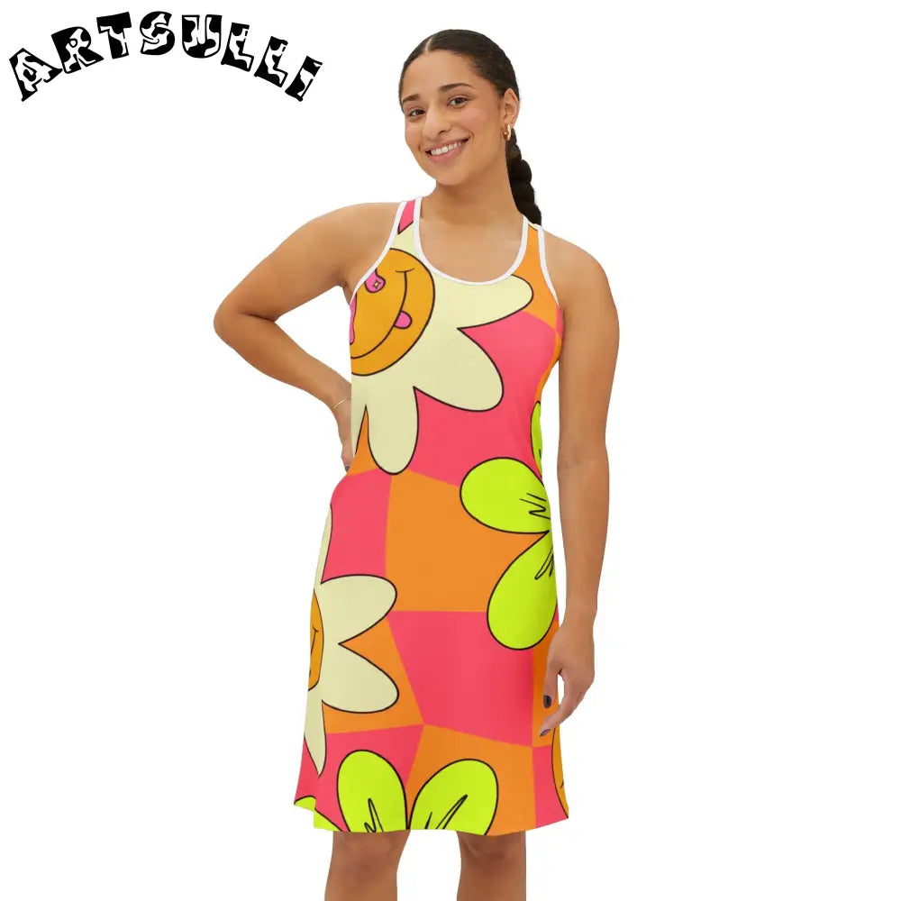 JAKKOUTTHEBXX Trippy Sour Face Rave Women’s Racerback Dress (AOP)